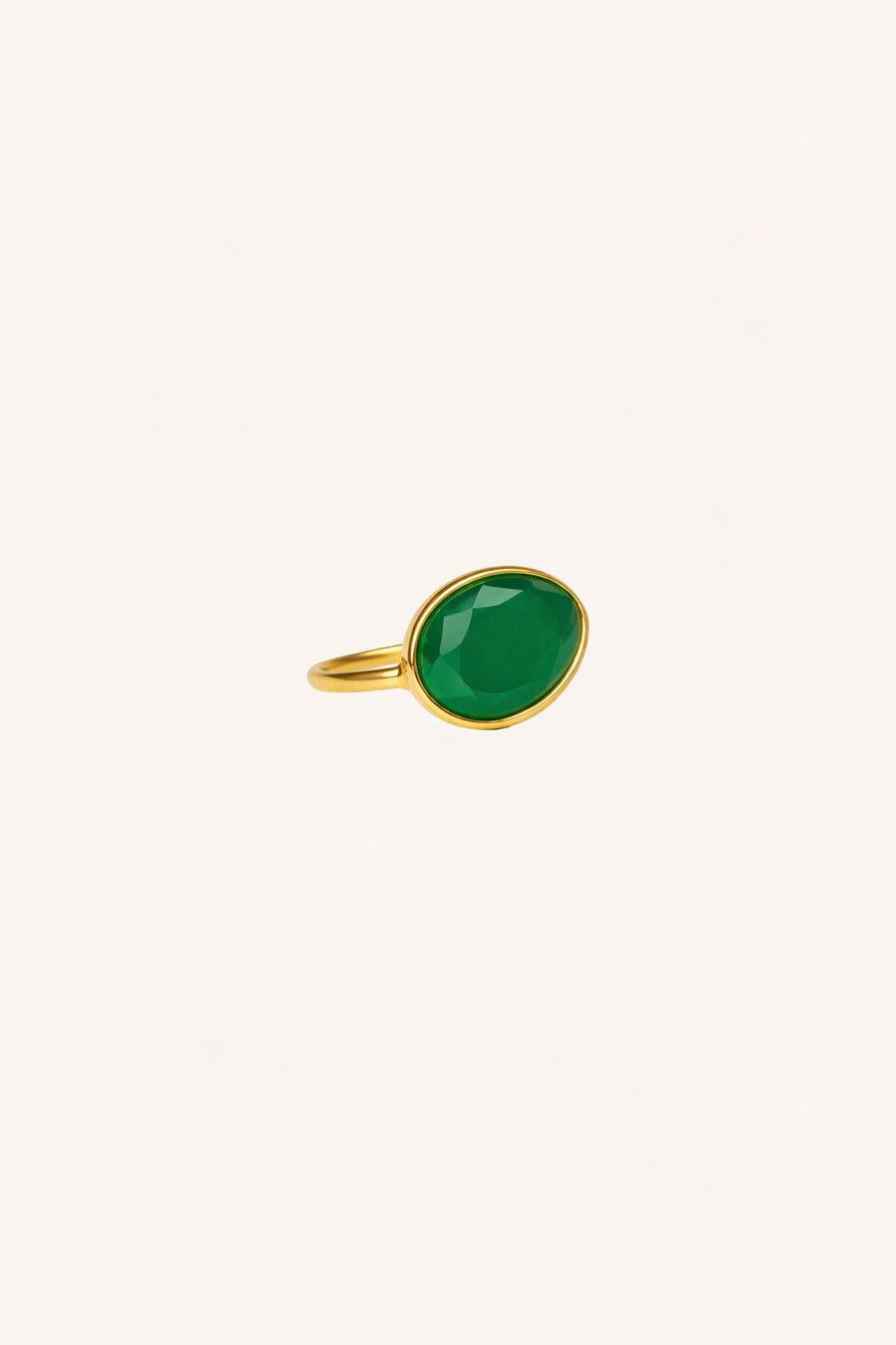 pd-oval-ring-green-gold plated-natuurlijk glas steen-by-bar-productfoto