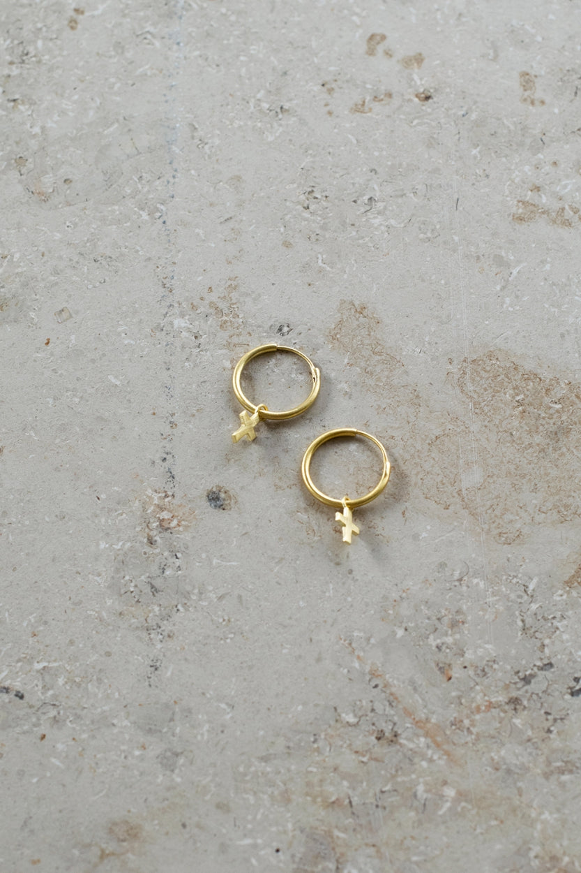 PD cross round earring | gold