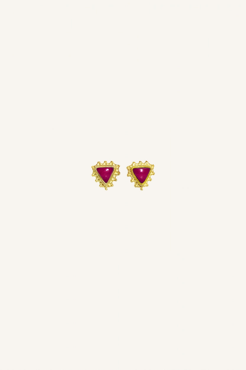 PD triangle stud earring | ruby