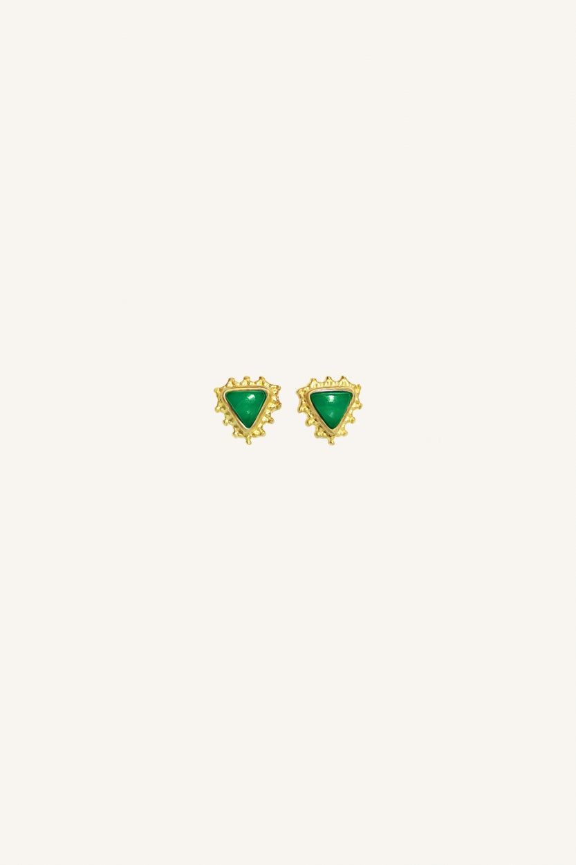 PD triangle stud earring | green