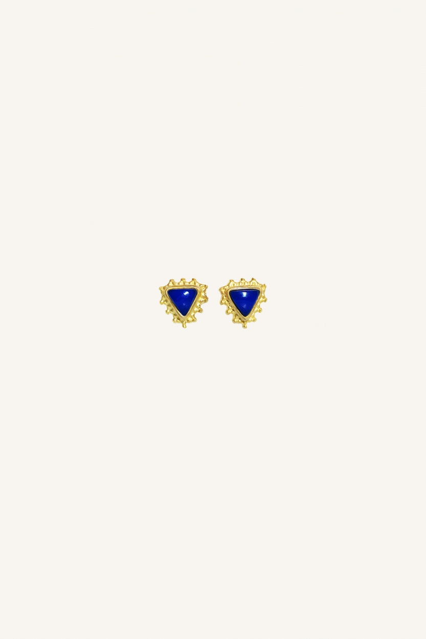 PD triangle stud earring | blue