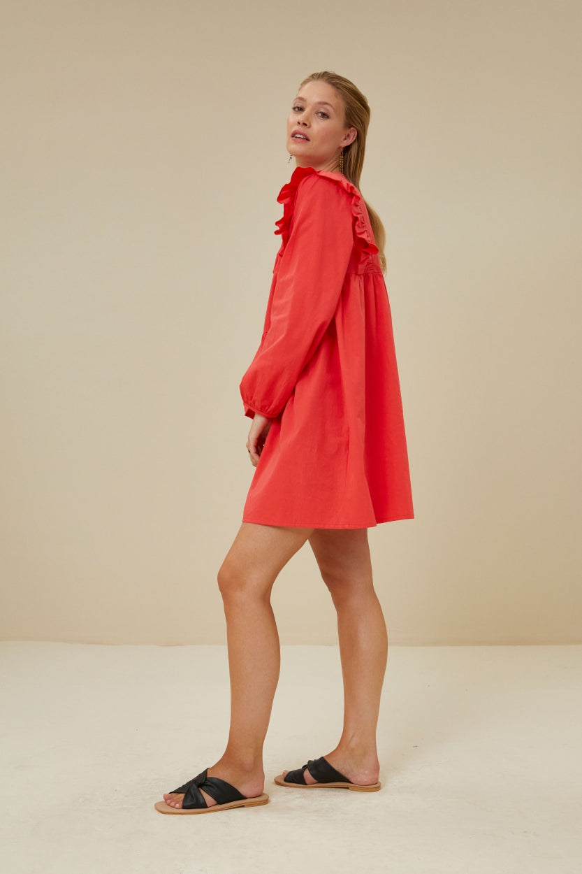 vaya poplin dress | poppy-red