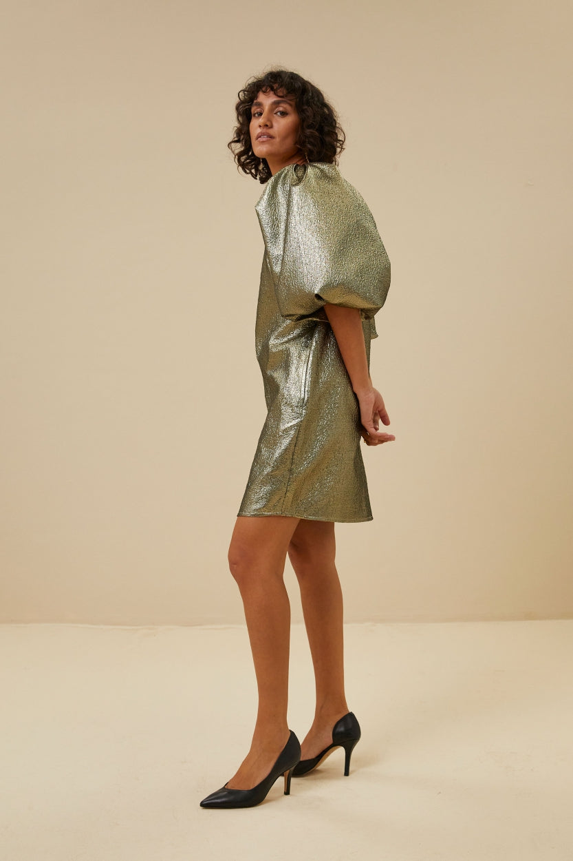 zasu gold short dress | gold