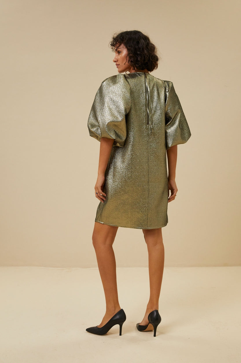 zasu gold short dress | gold