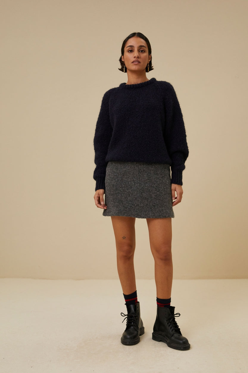 lot woolen skirt | dark grey melee