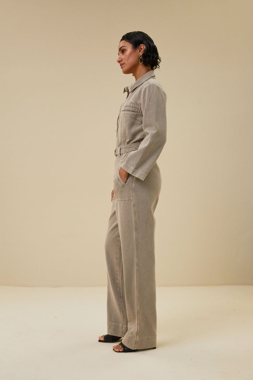louise twill suit | greige