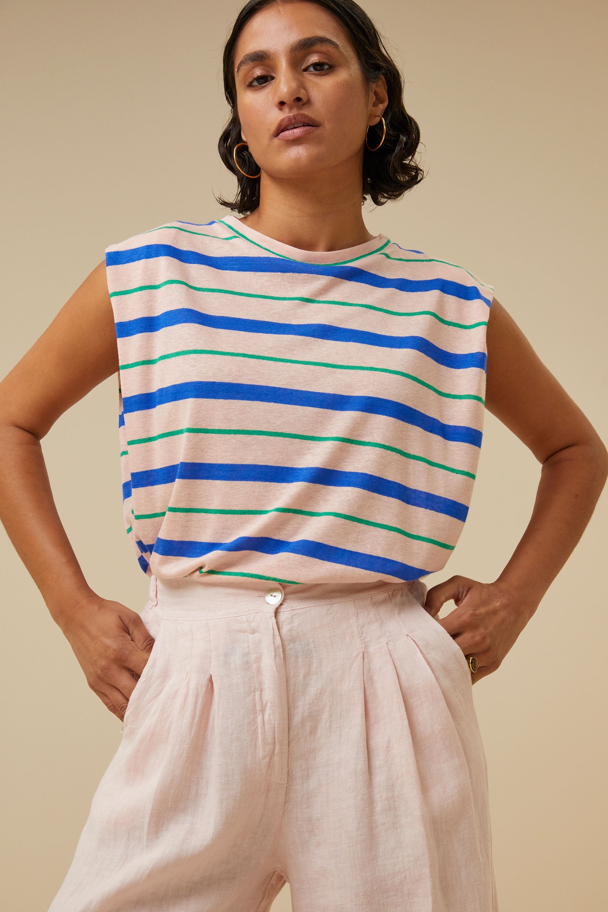 diede fresh stripe top | fresh rose