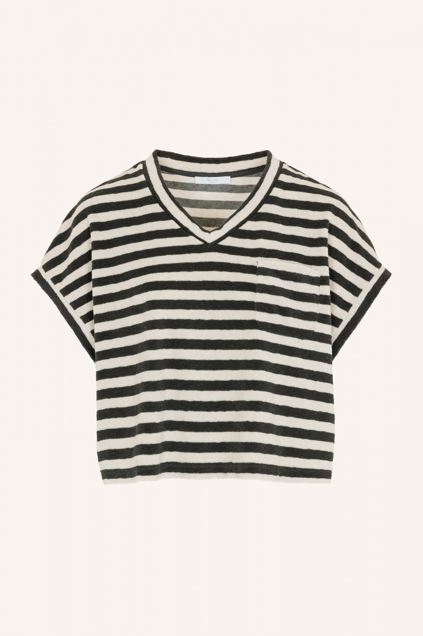 tammie slub stripe top | jet black