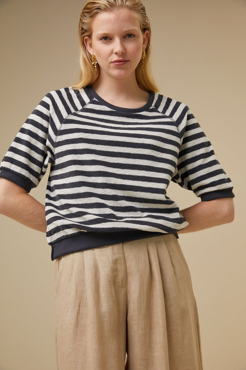 neva slub stripe top | jet black