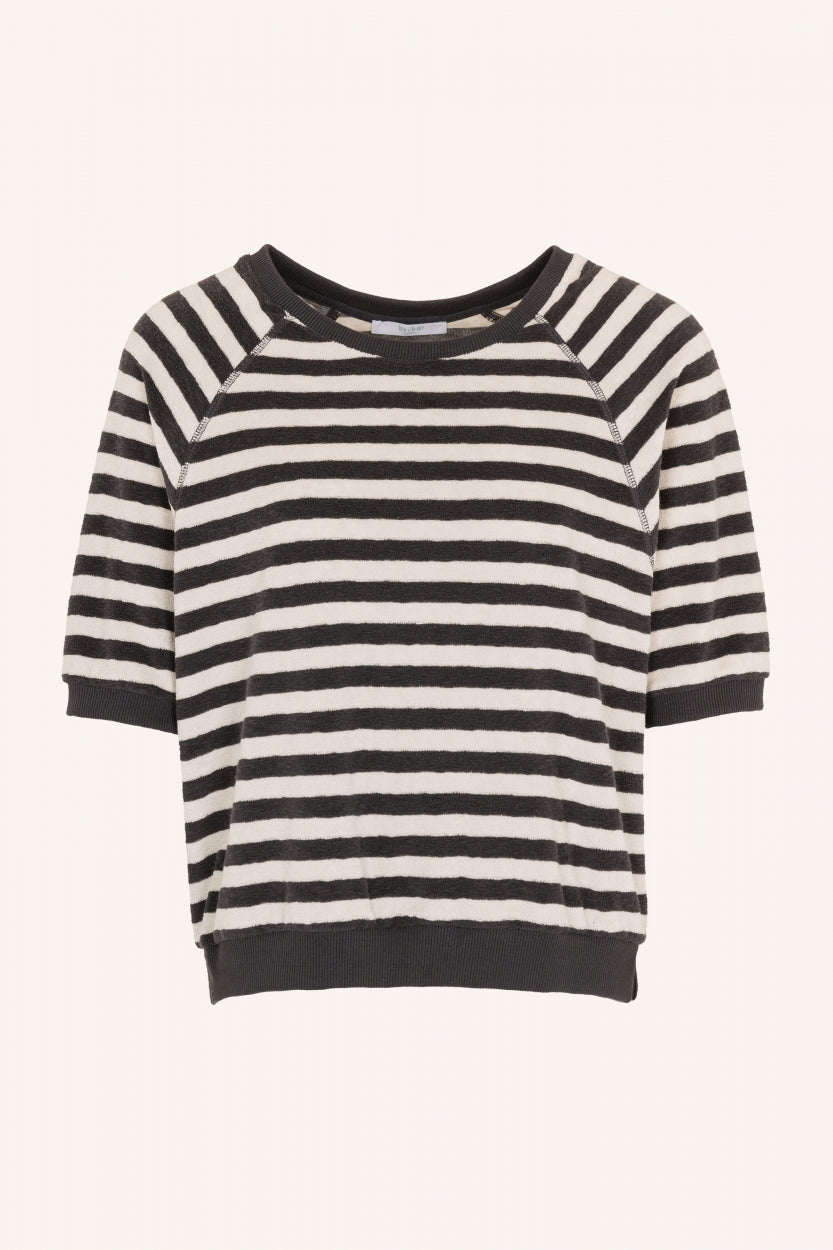 neva slub stripe top | jet black