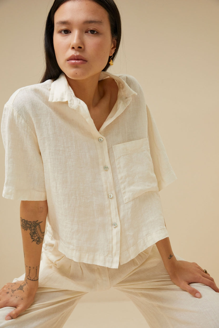 cris linen blouse | cream