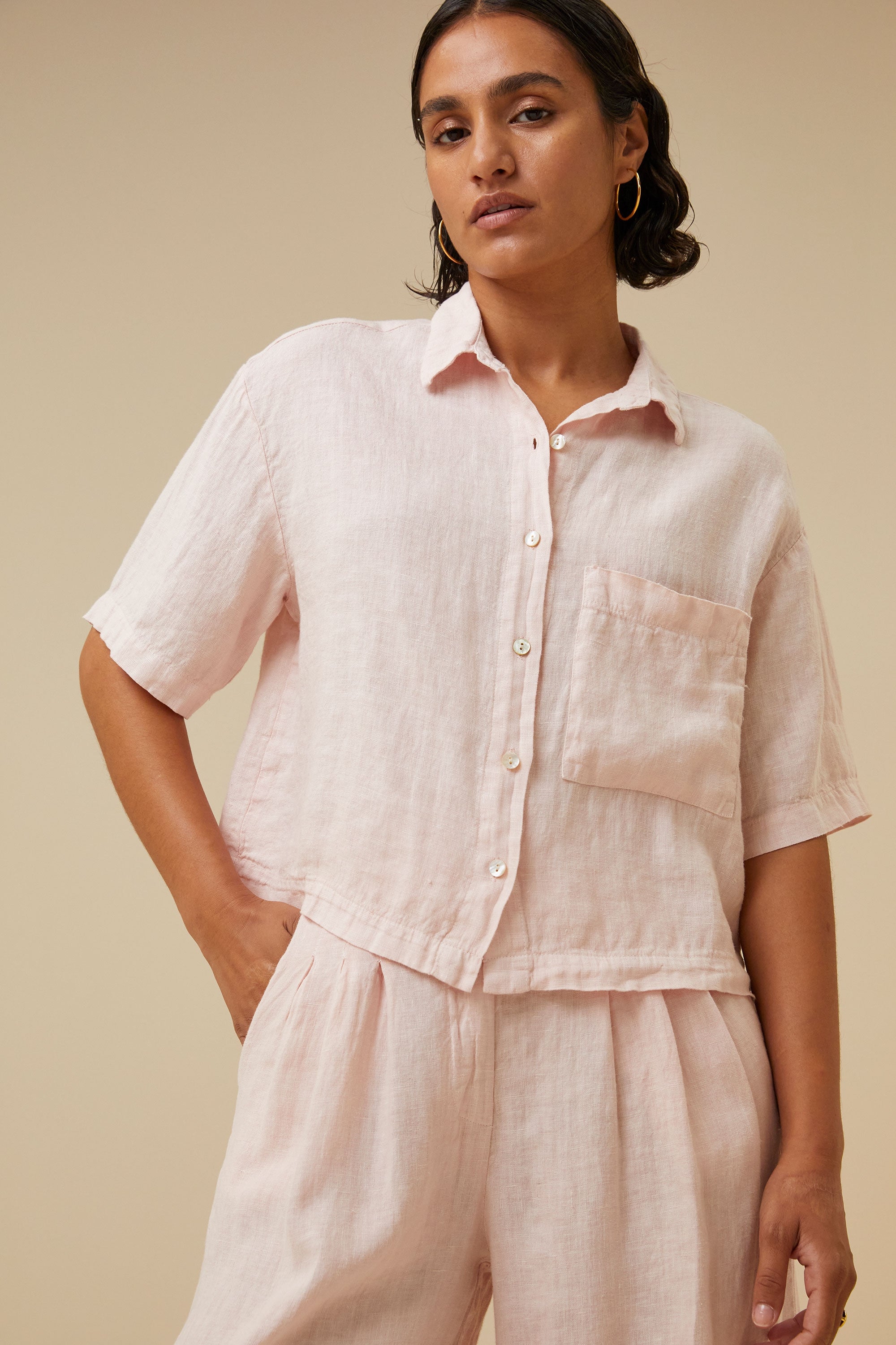 cris linen blouse | cipria pink