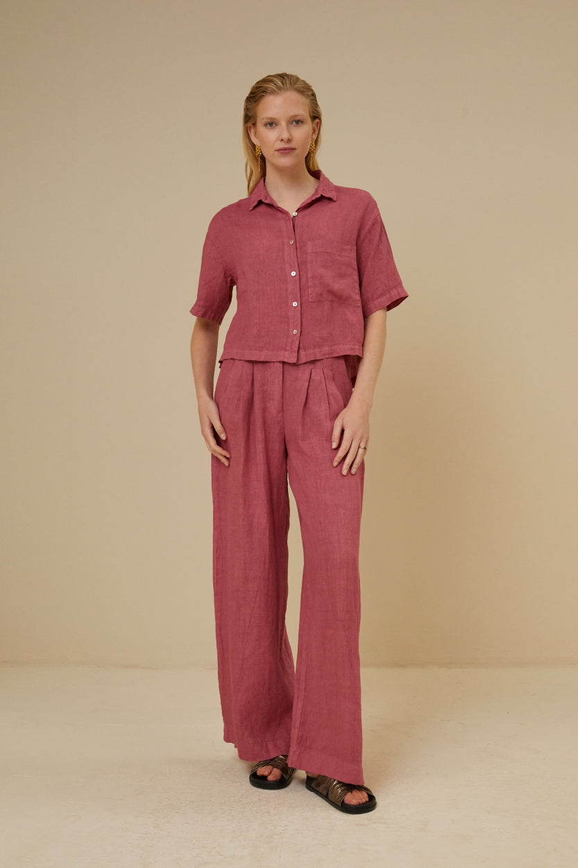 cris linen blouse | raspberry