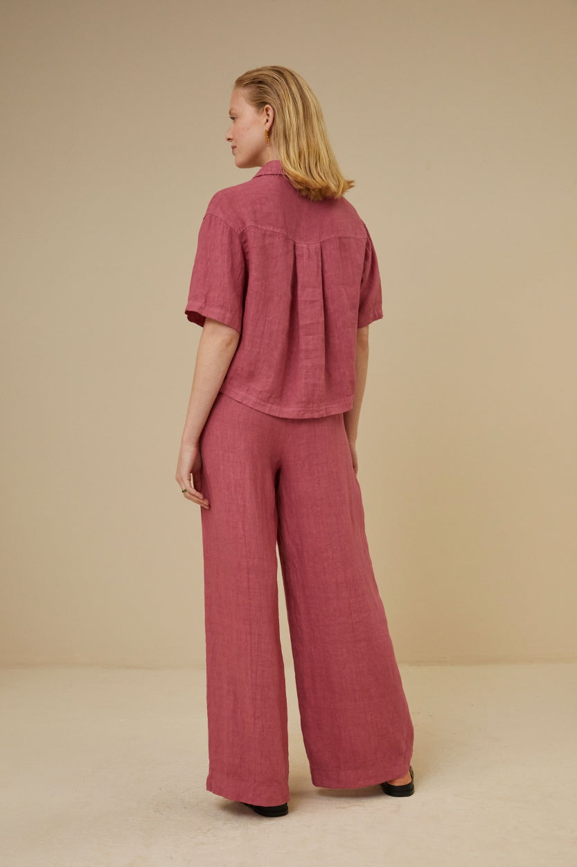 cris linen blouse | raspberry