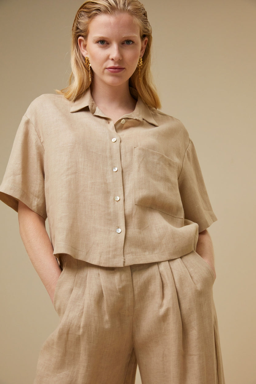 cris linen blouse | latte