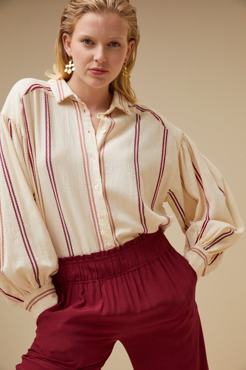 sarah short athia blouse | grenache