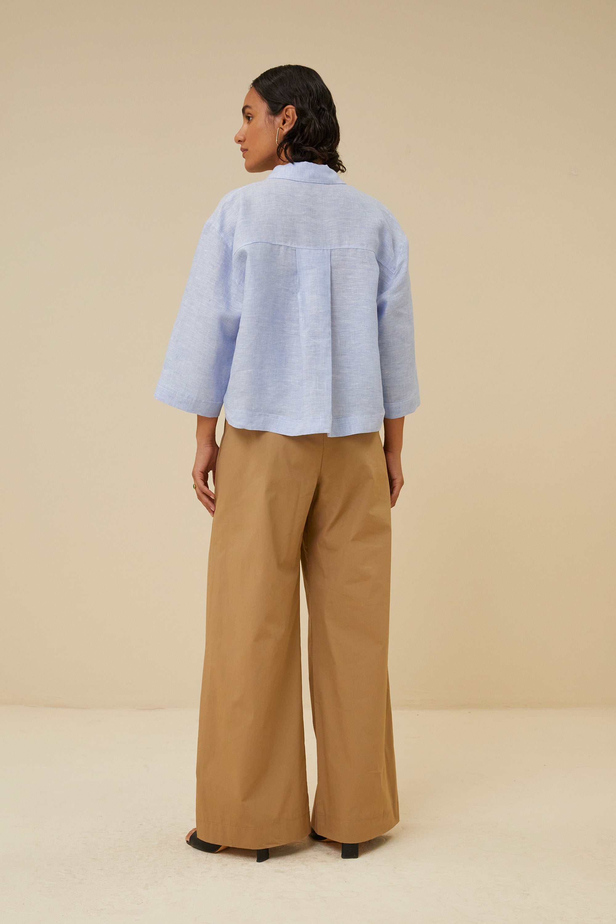 benice pinstripe blouse | sky blue