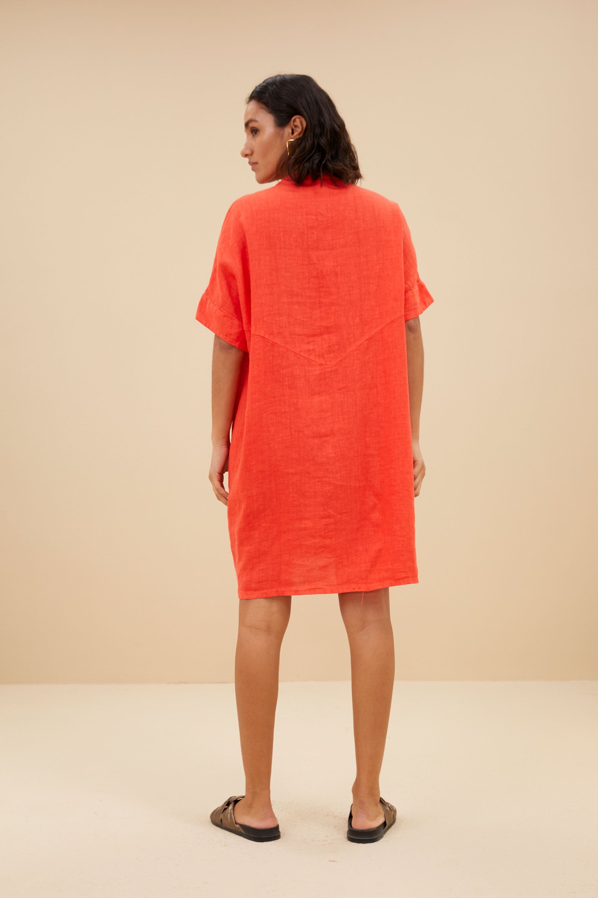 tais linen dress | poppy red