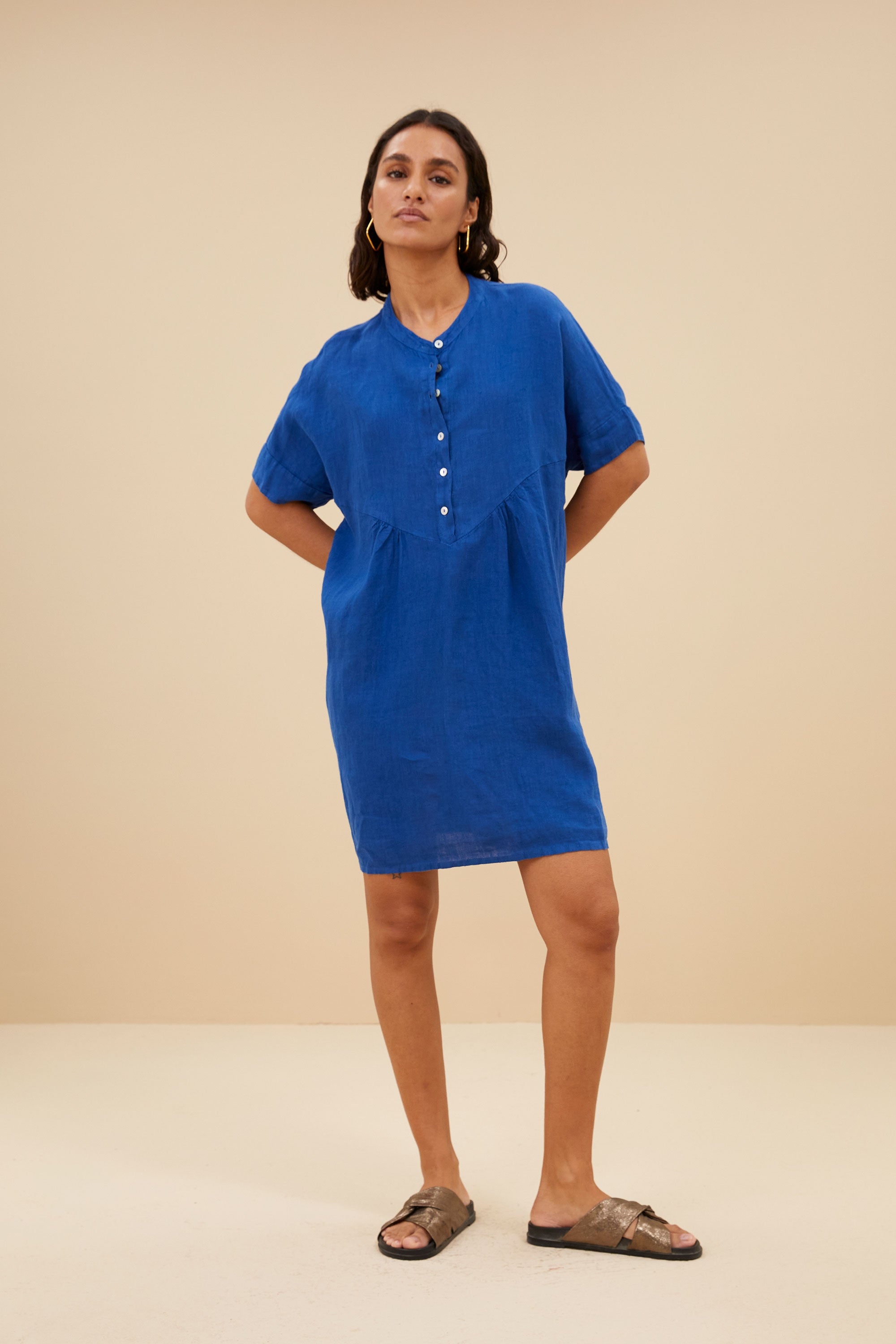 tais linen dress | kingsblue