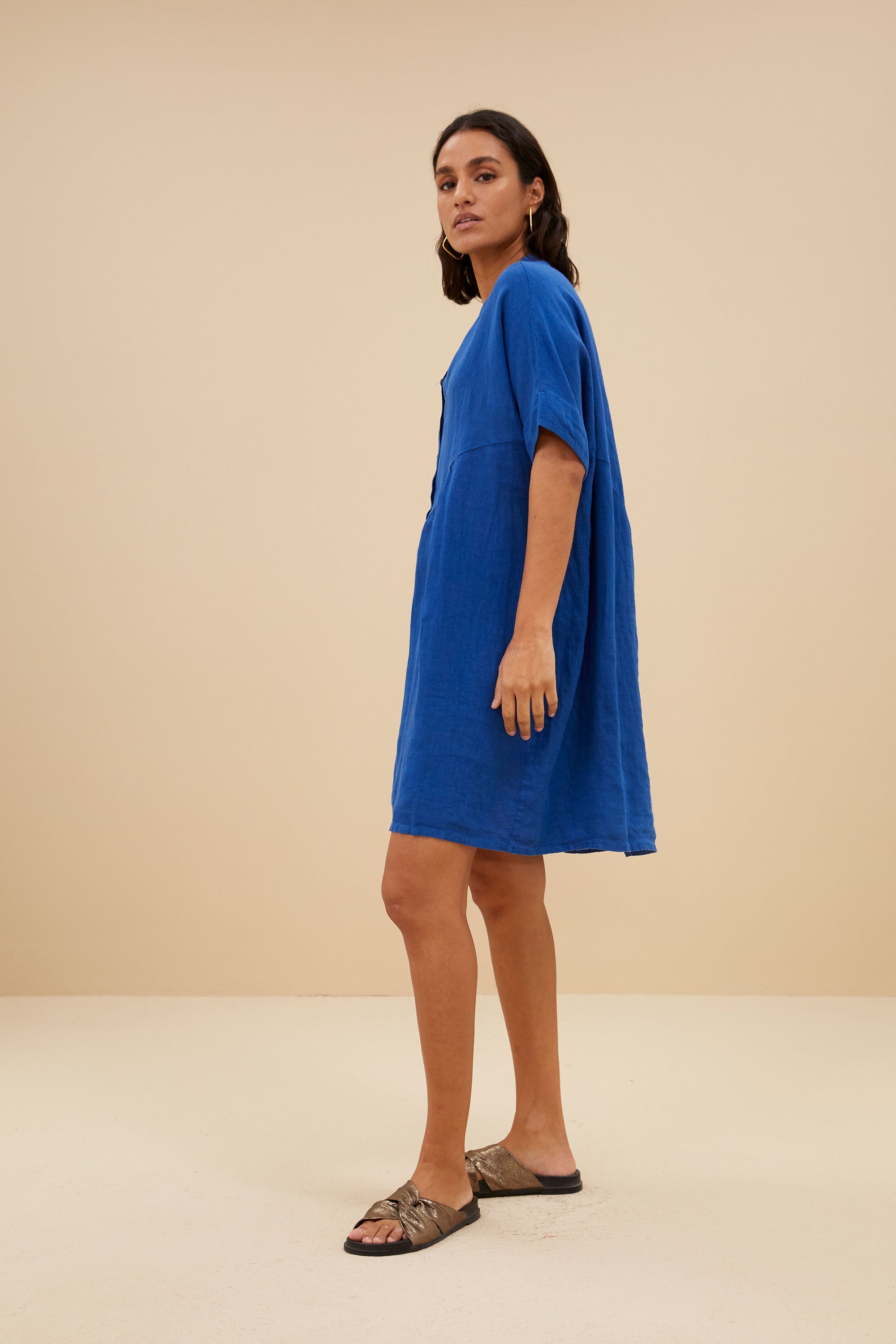 tais linen dress | kingsblue