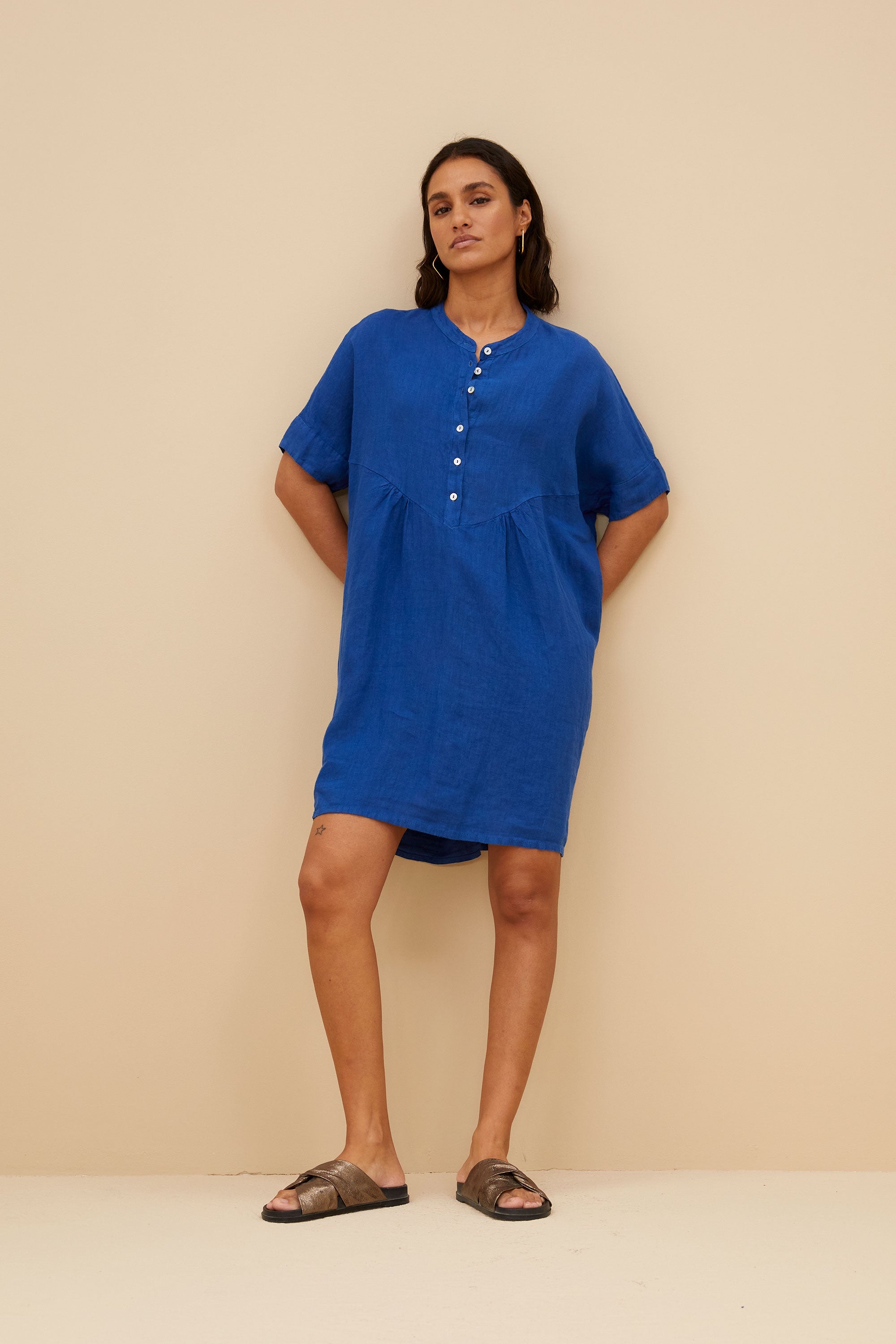 tais linen dress | kingsblue