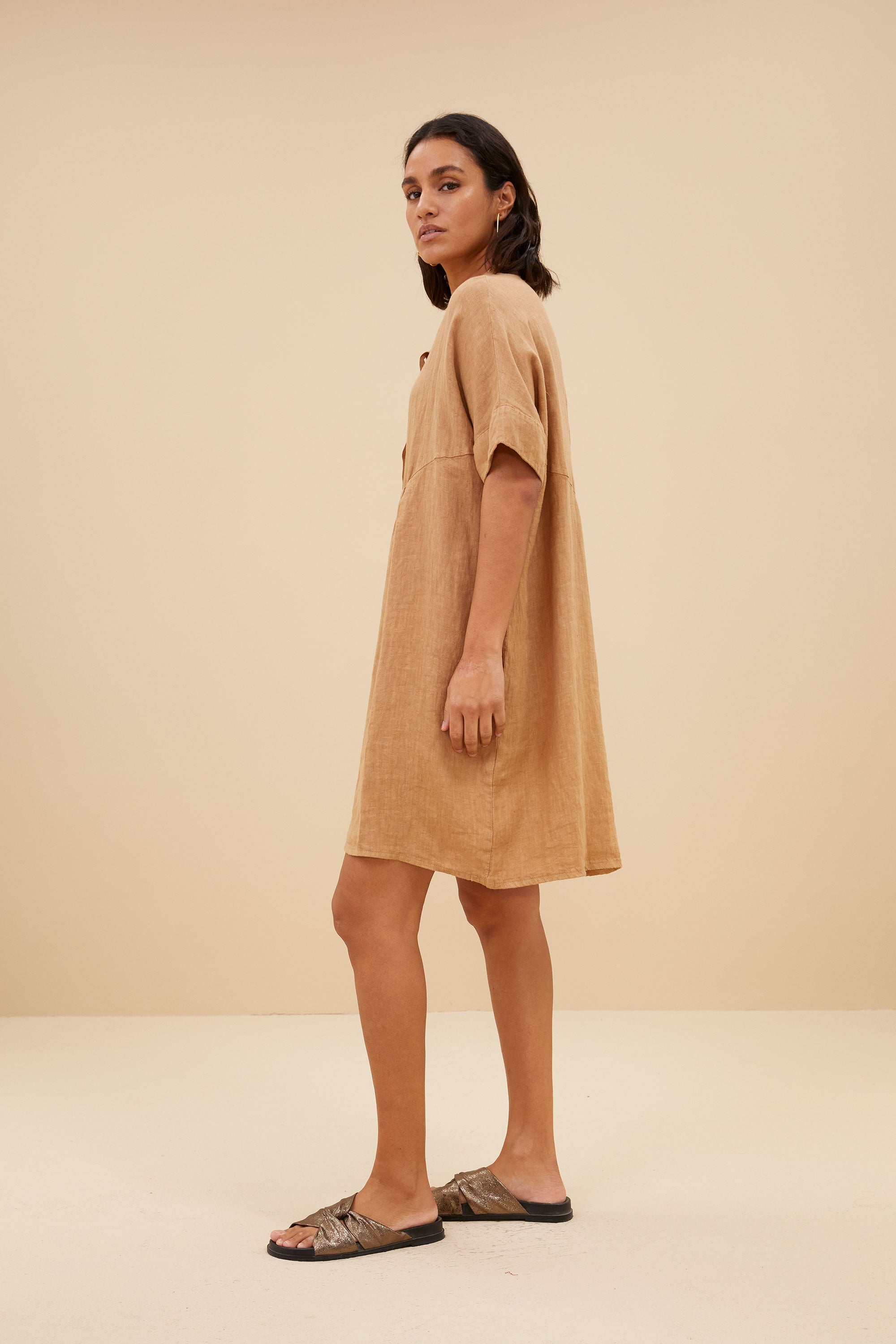 tais linen dress | caramello