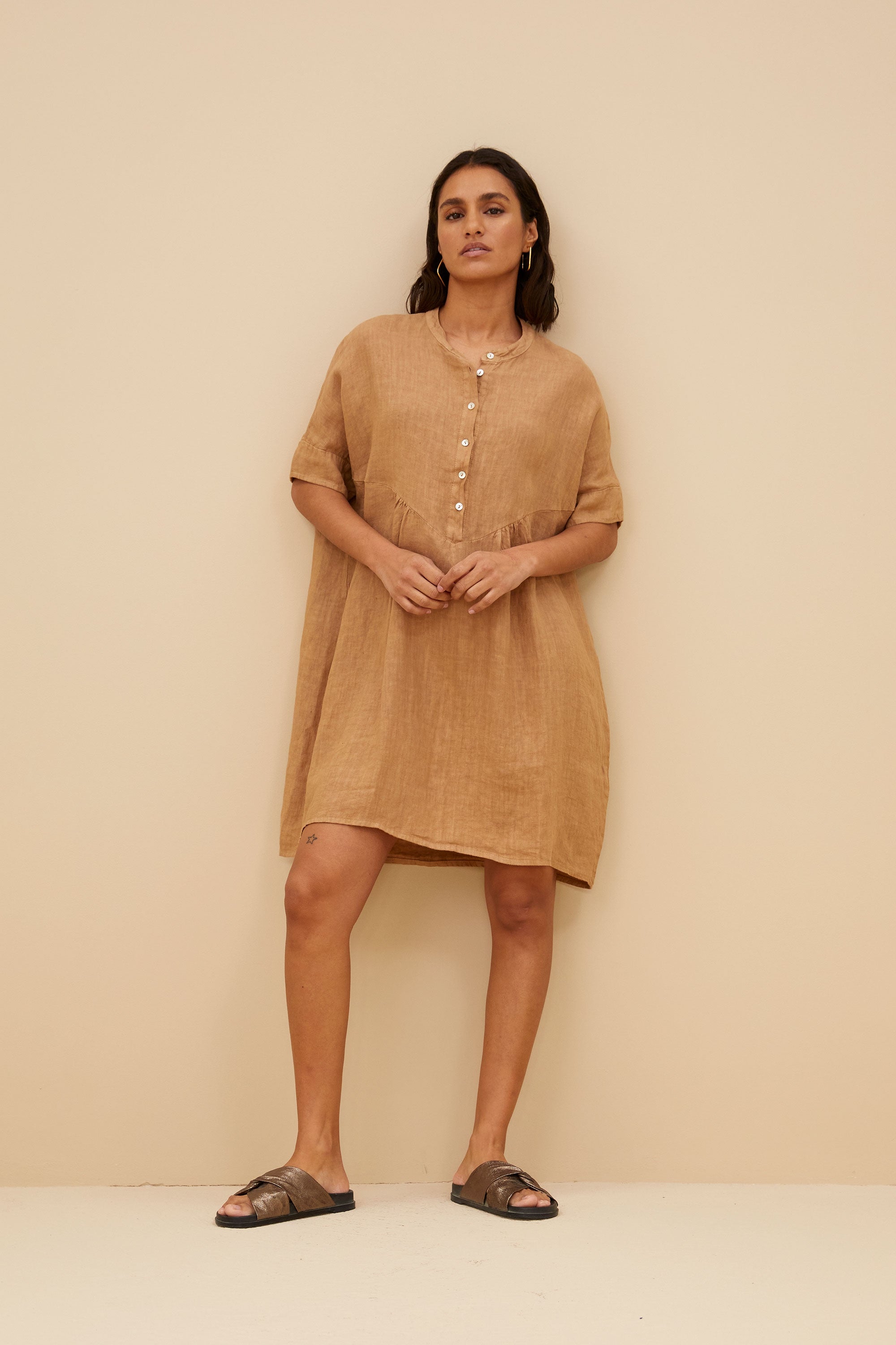 tais linen dress | caramello