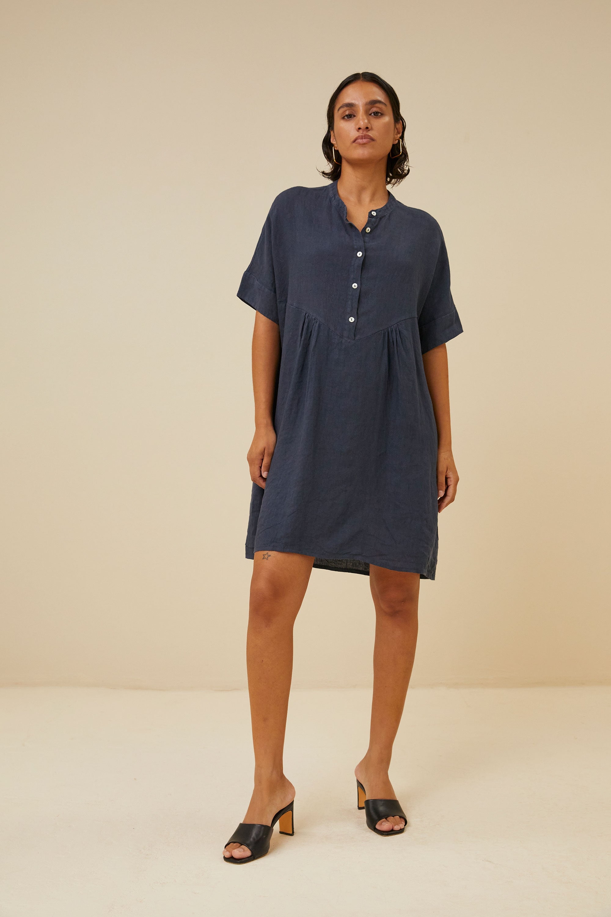 tais linen dress | midnight