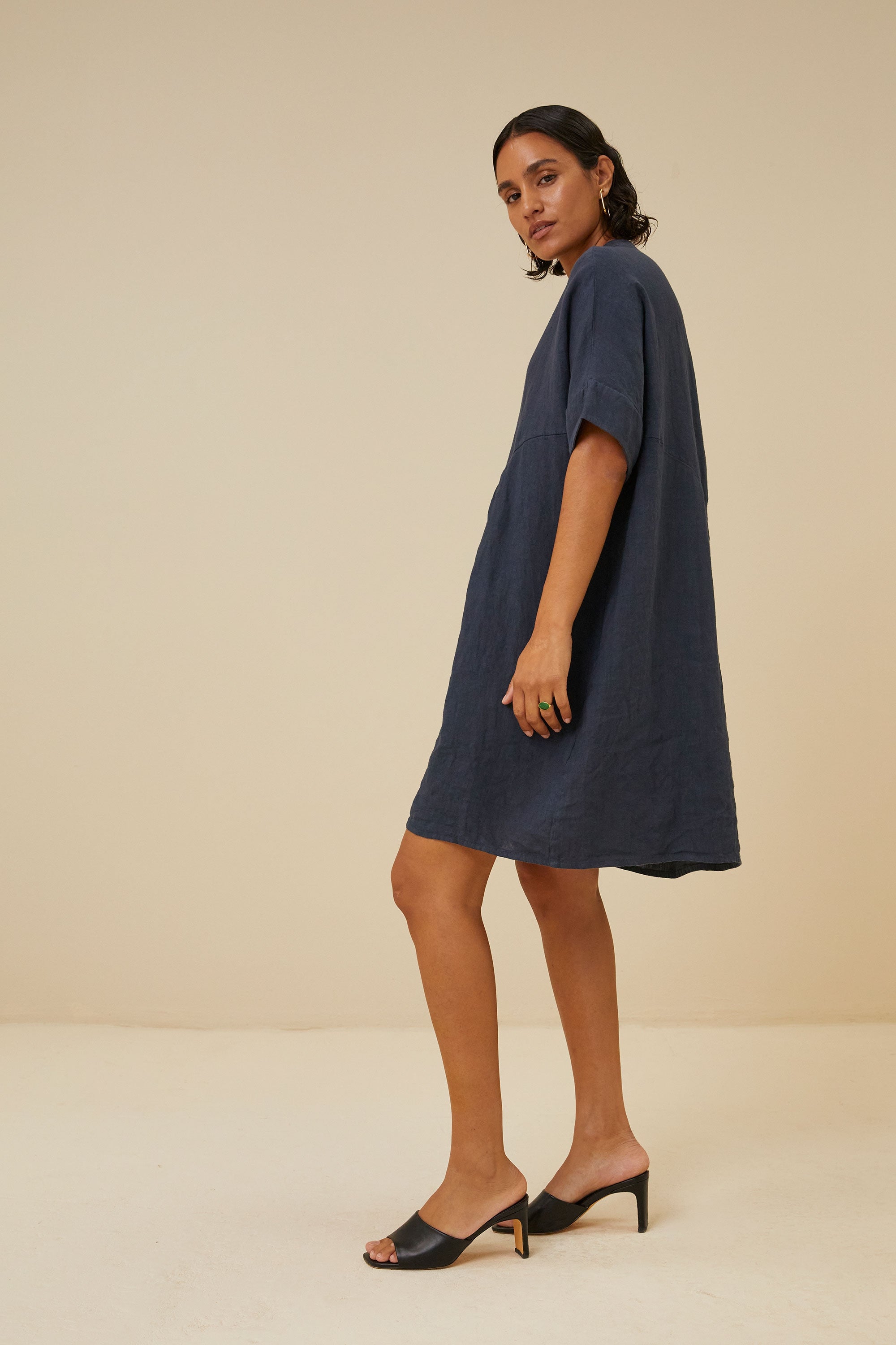 tais linen dress | midnight