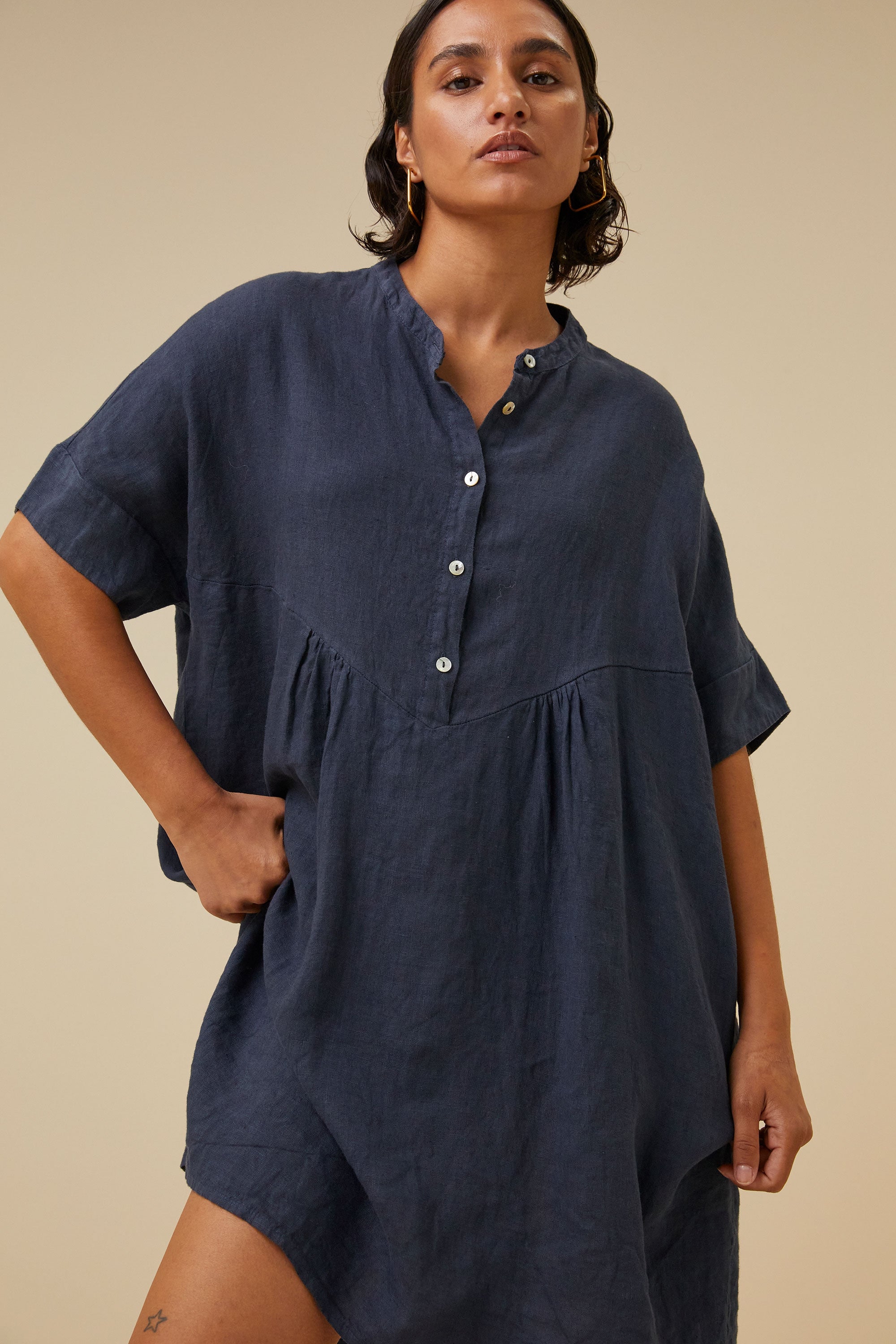 tais linen dress | midnight