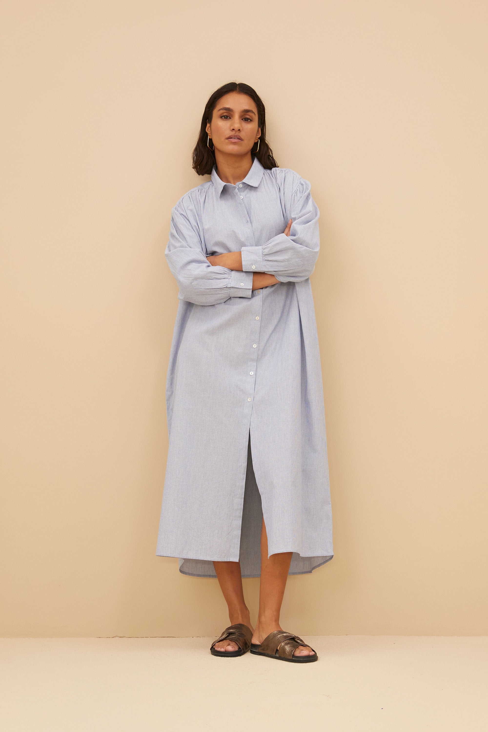 pin stripe shirt dress | indi grey