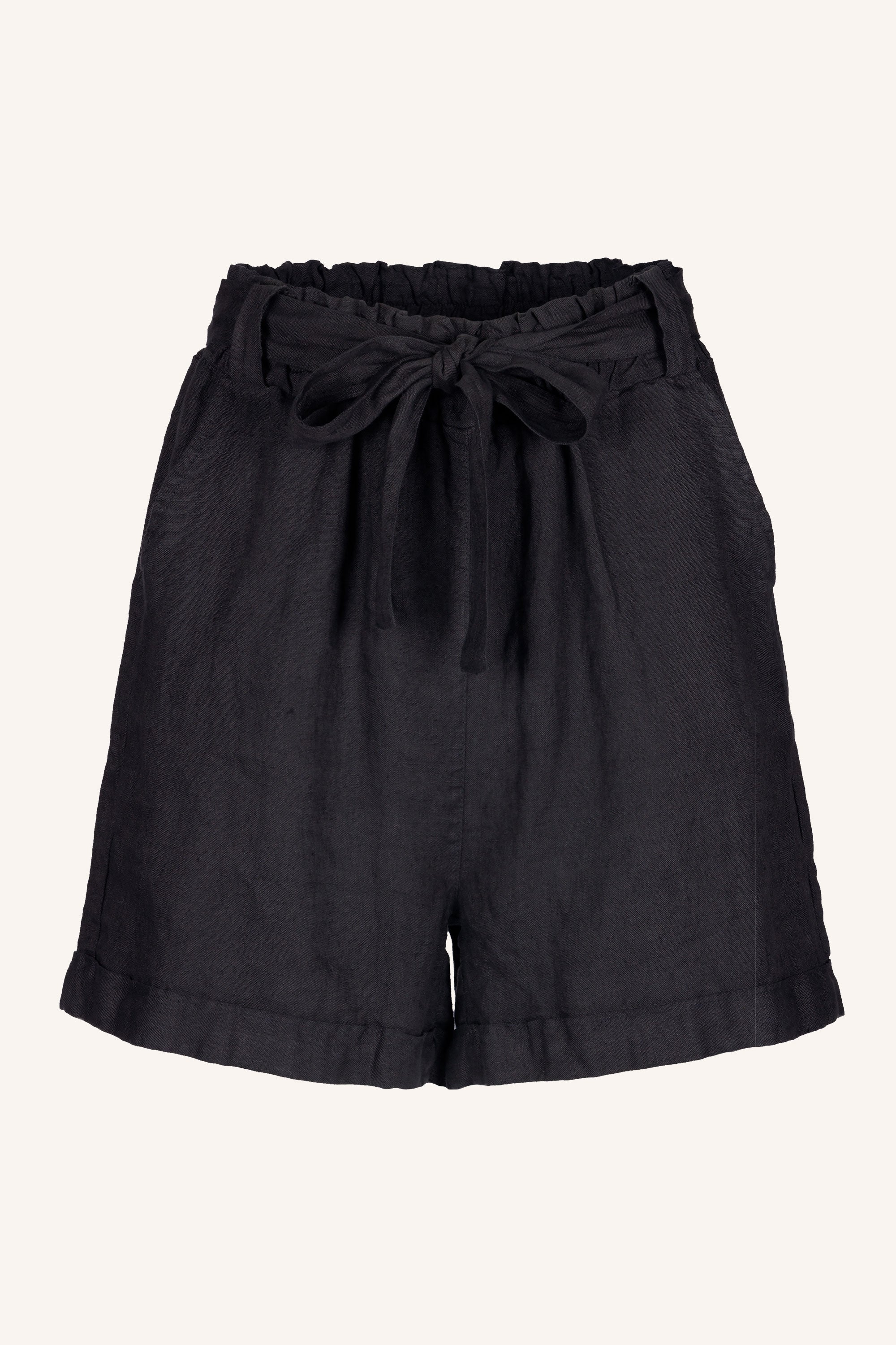 june linen shorts | jet black