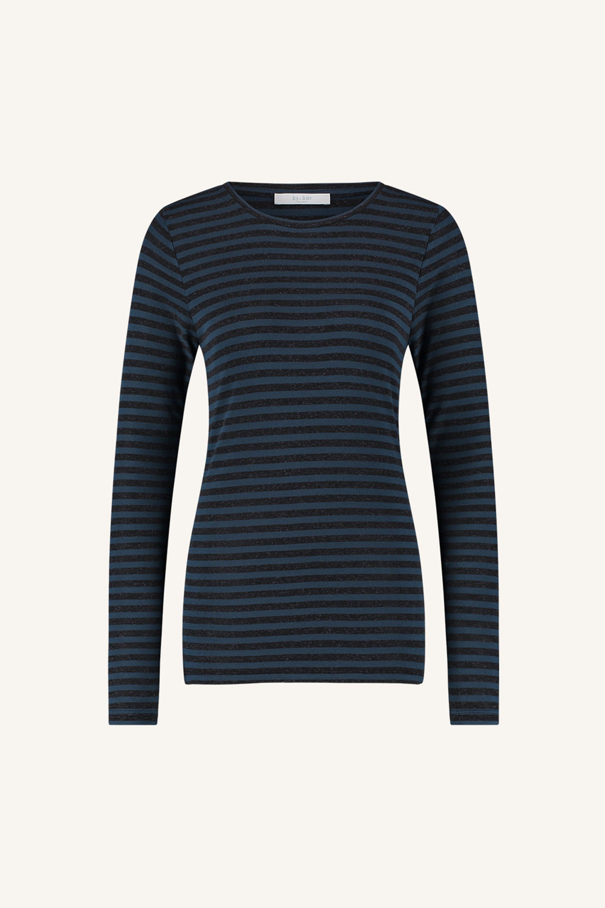 basic ls melange stripe top | blue nights