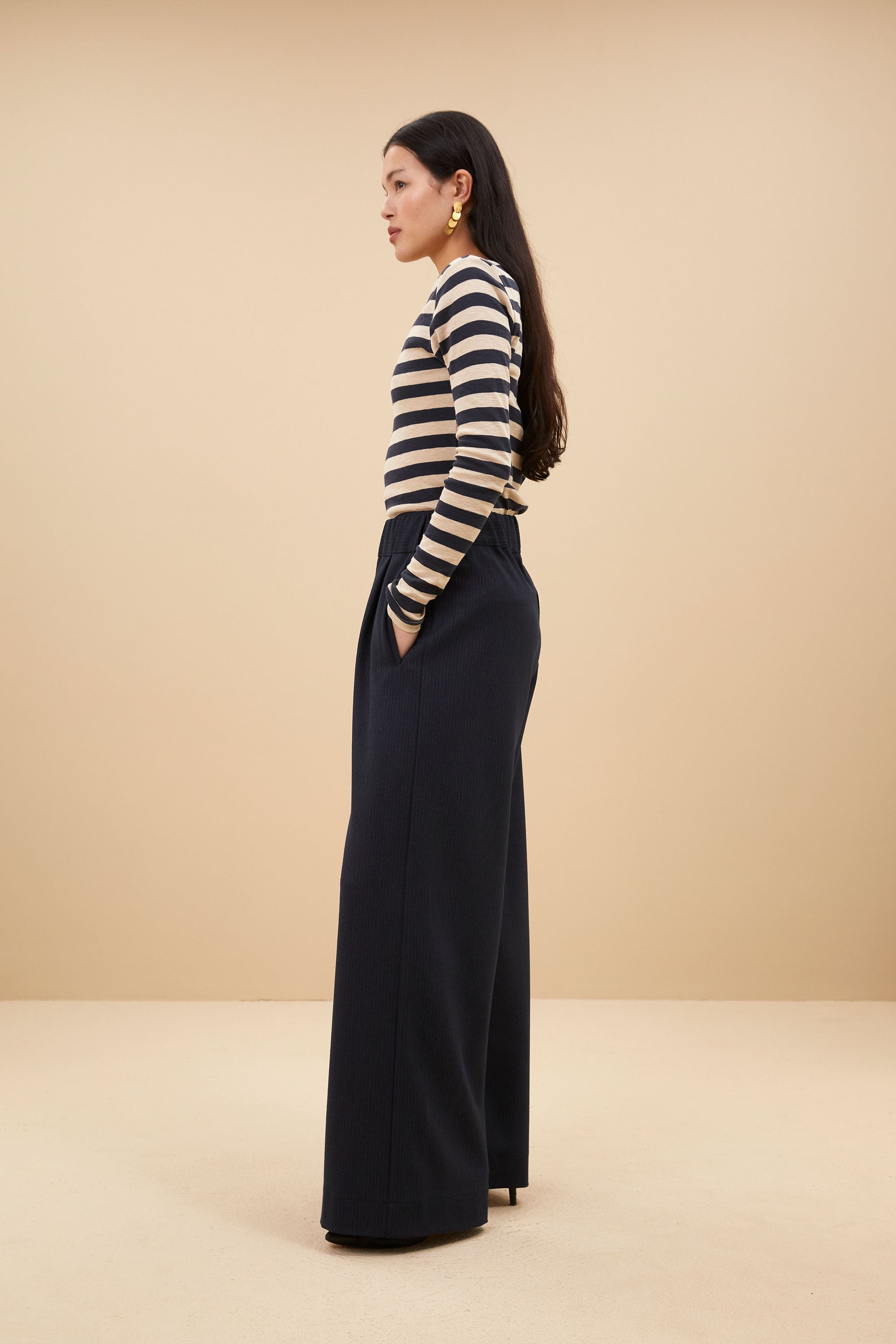 basic ls big stripe top | midnight