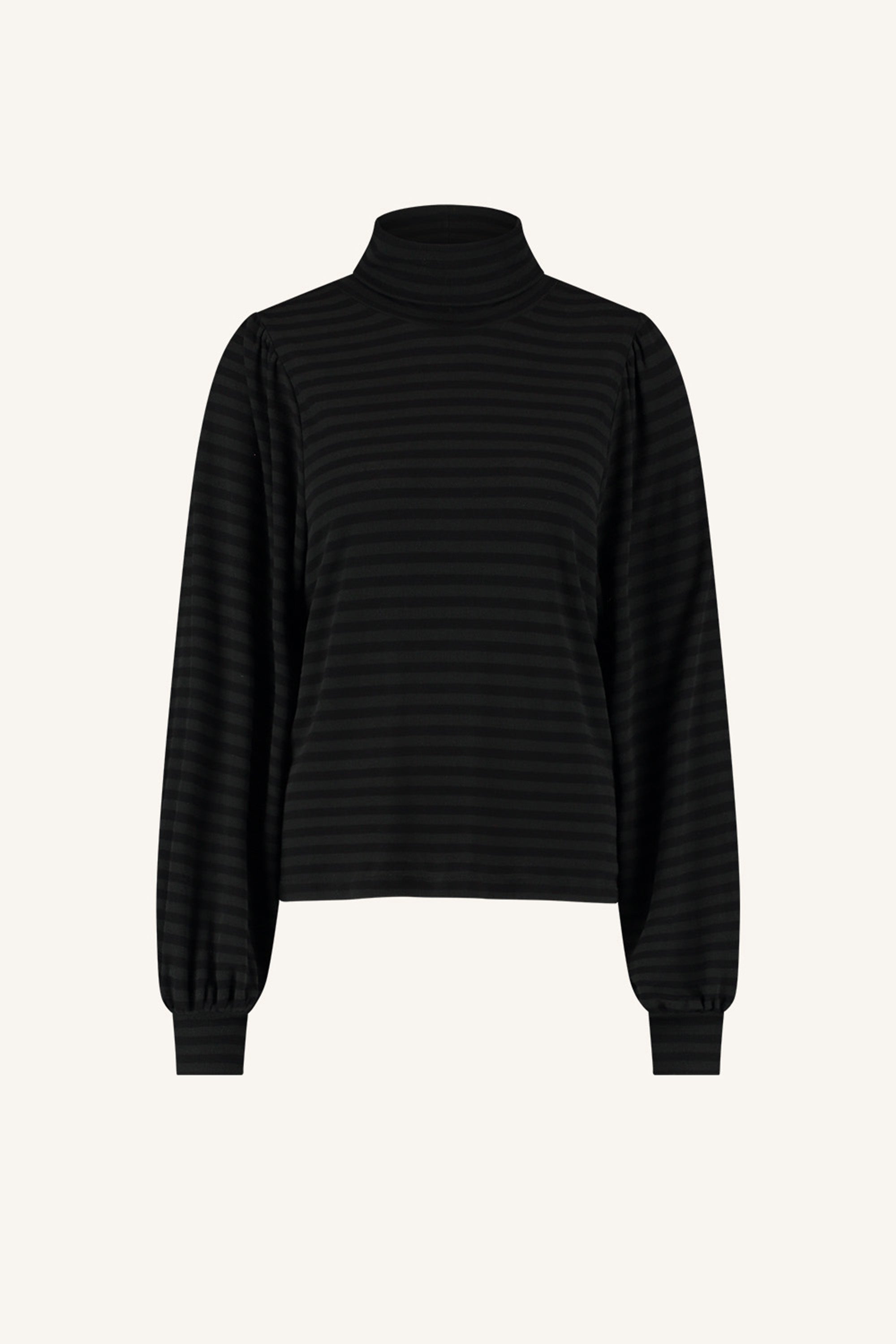 jojo roll melange stripe top | jet black