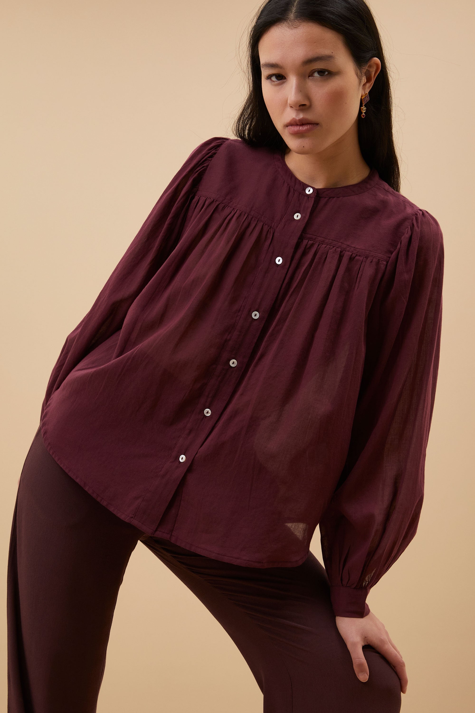 meggie voile blouse | pecan