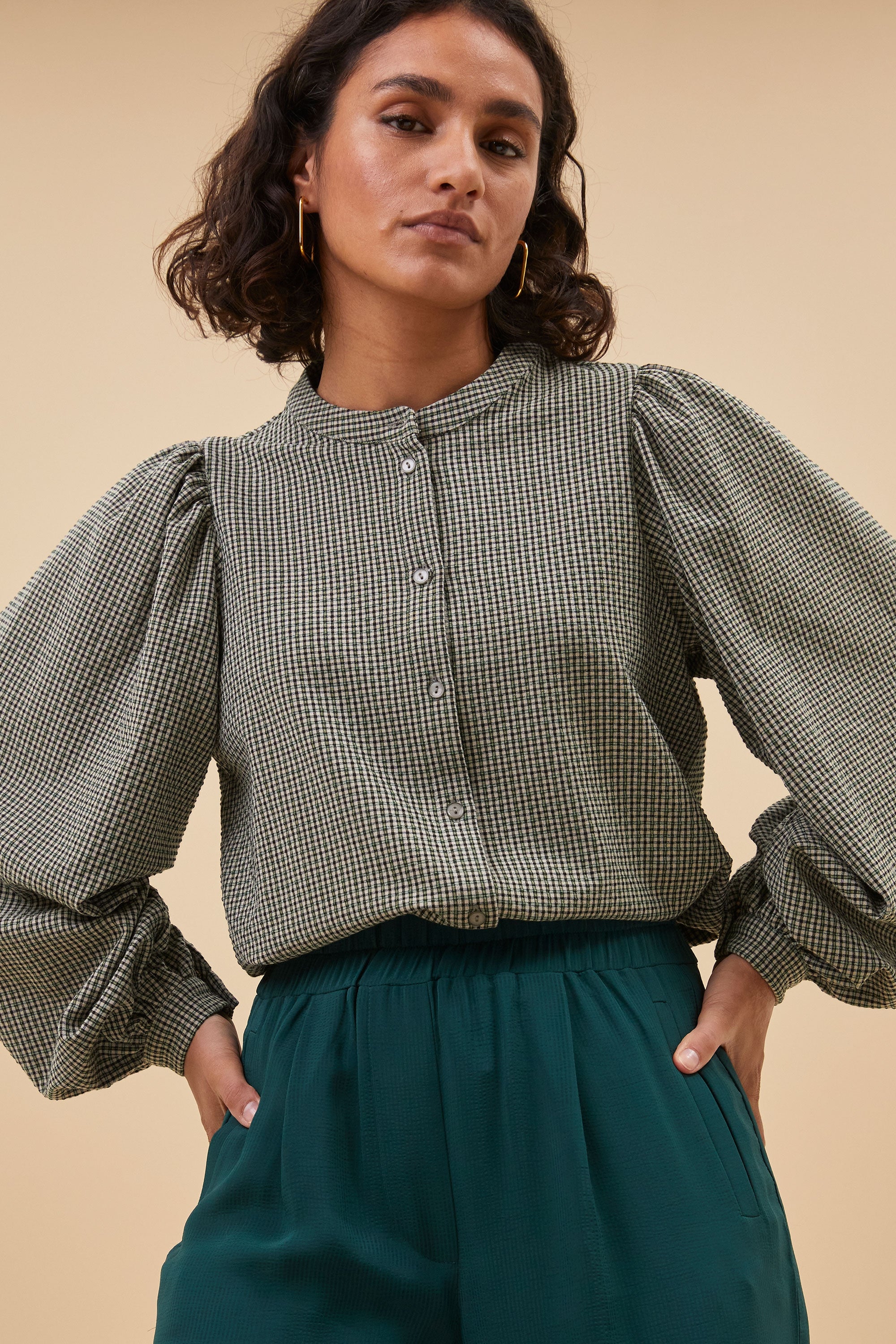 rikki small check blouse | small check lifestyle image