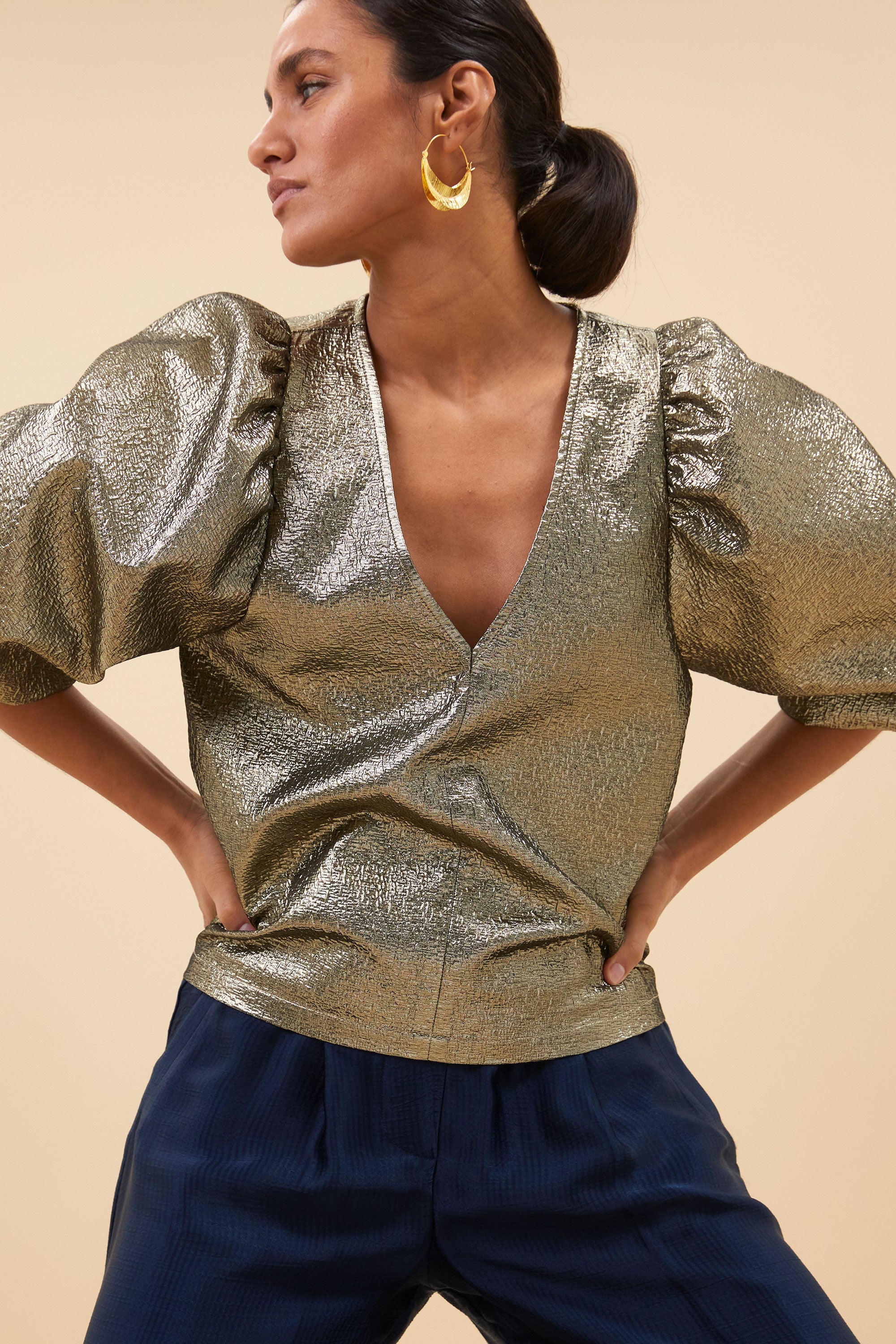 zita gold blouse | gold