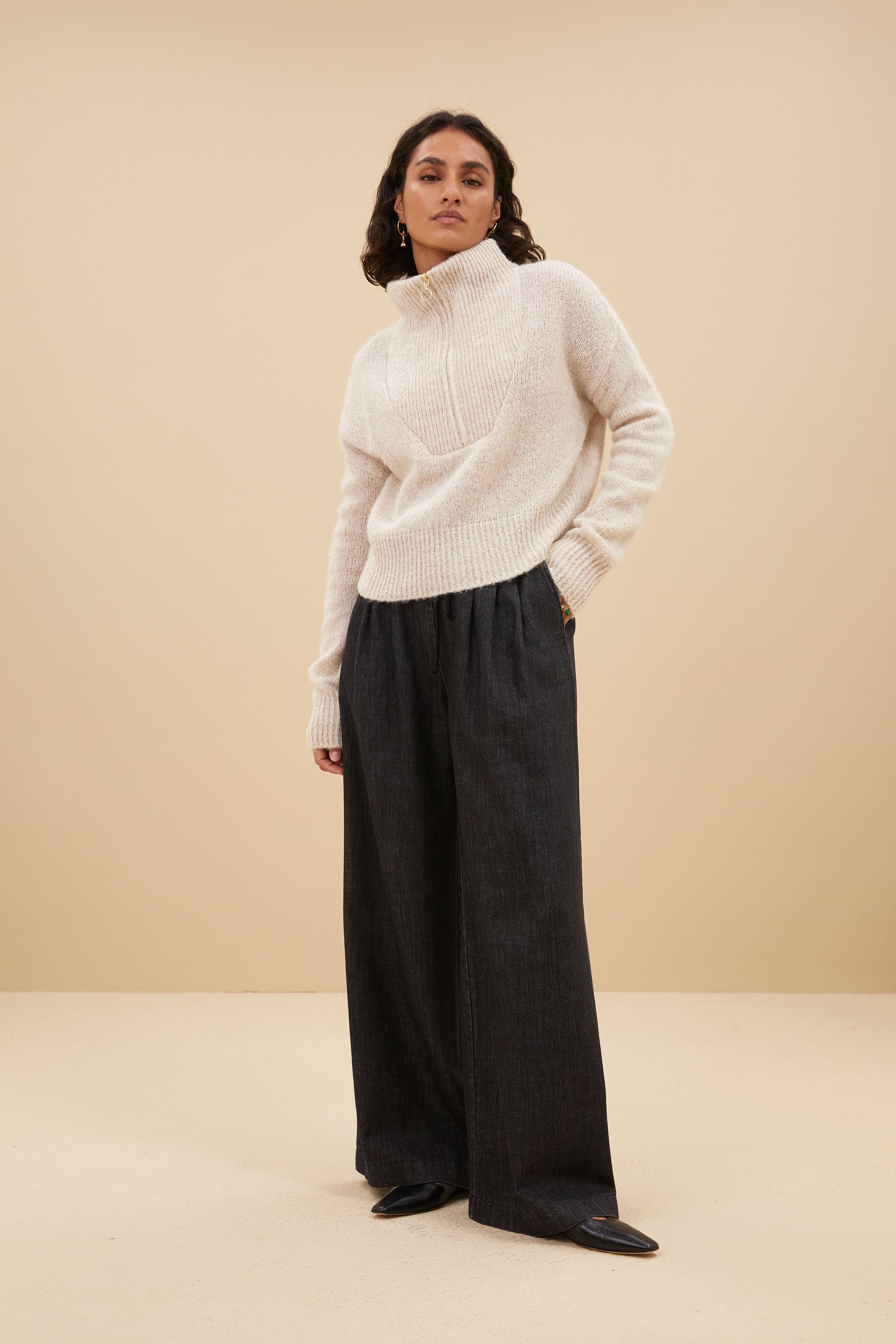 boxy beau pullover | chalk