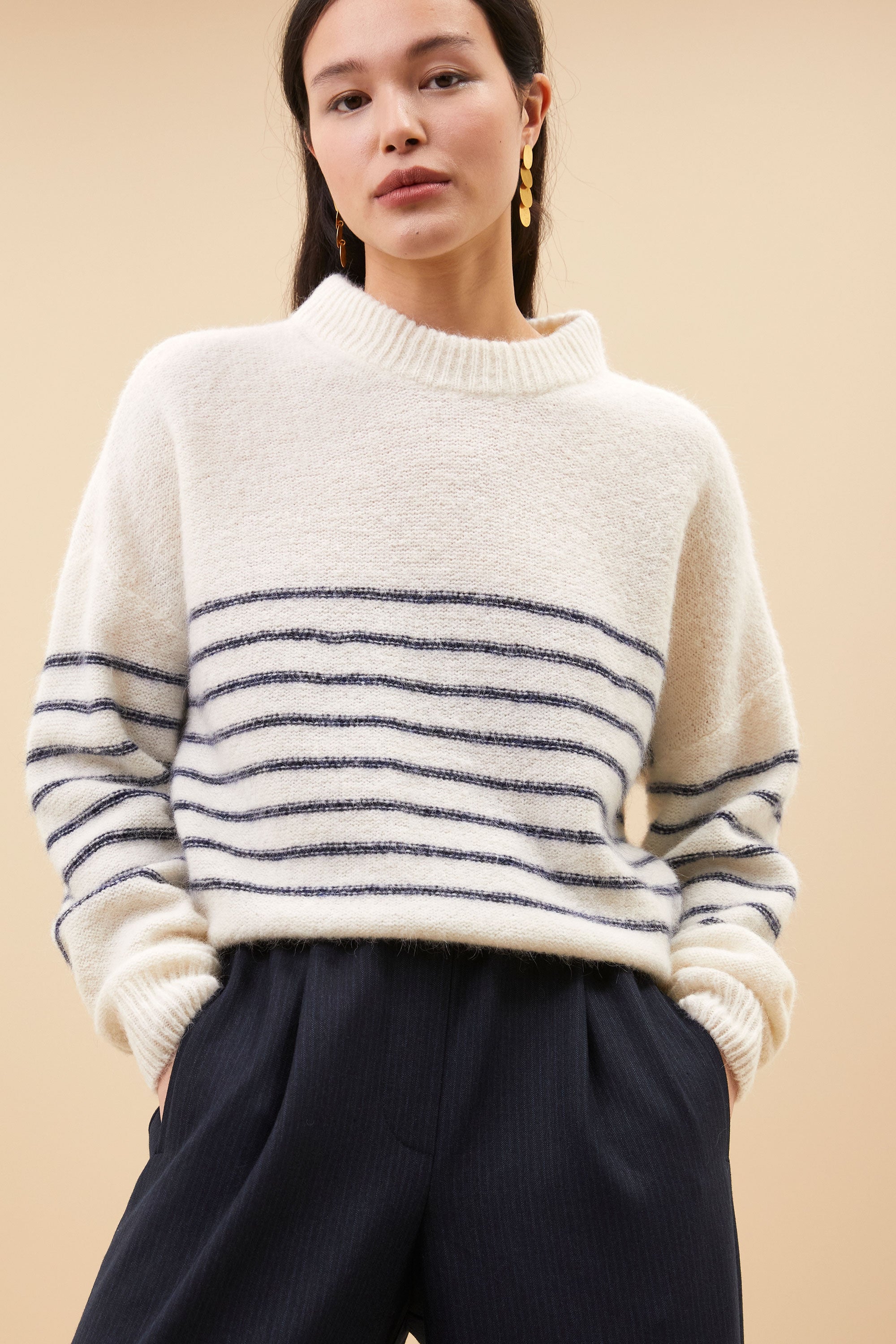 sonny stripe pullover | off white