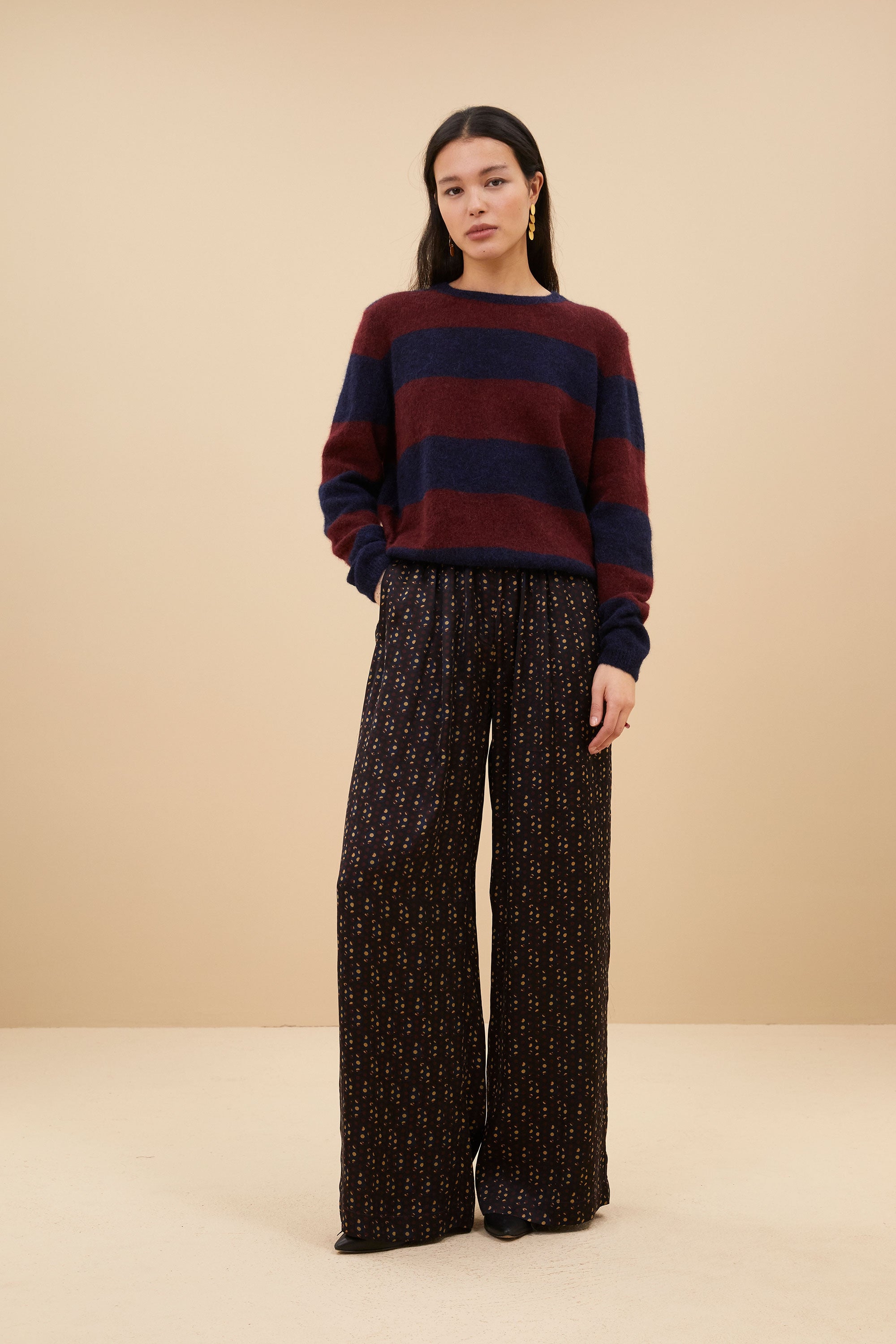 gwen big stripe pullover | wine