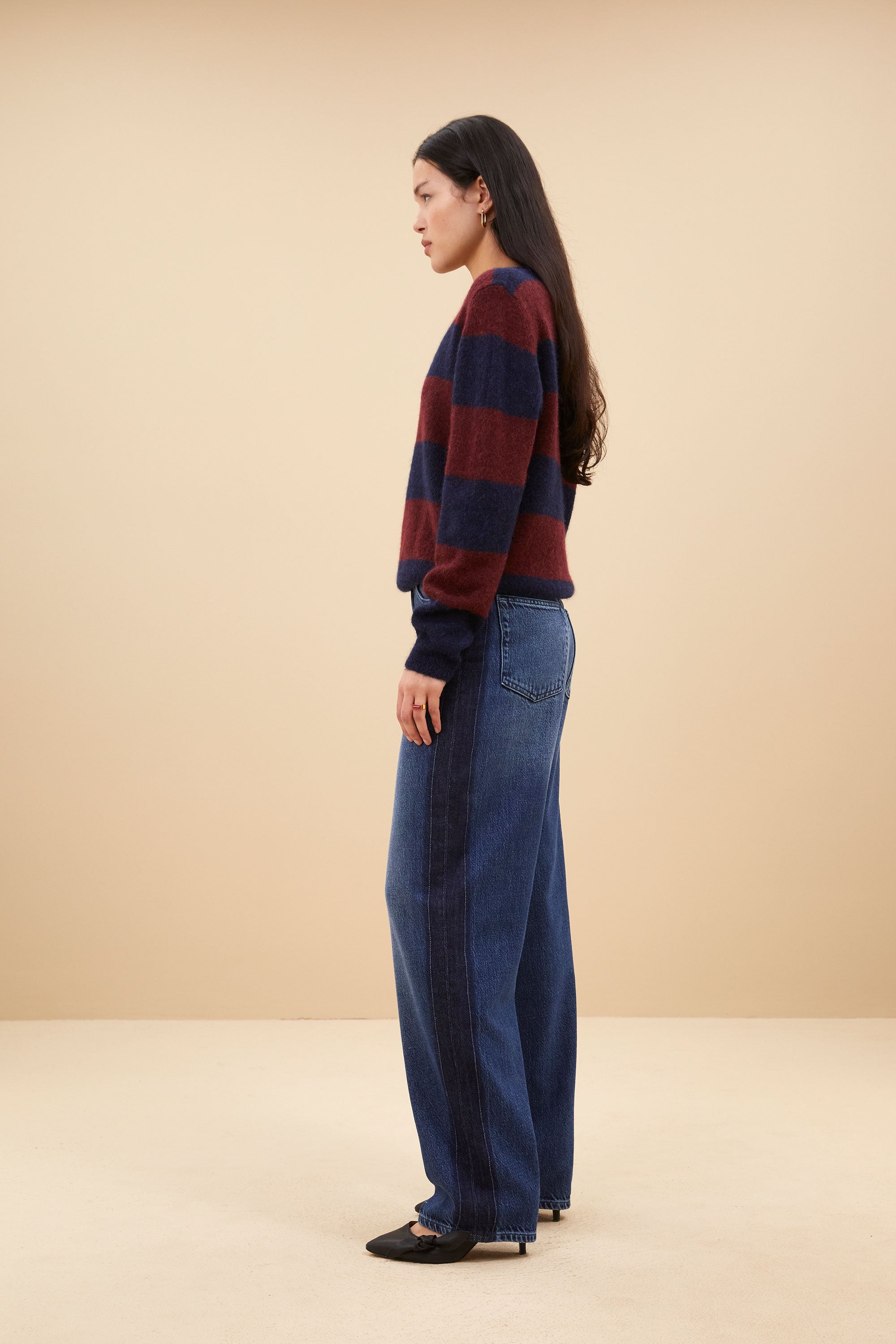 gwen big stripe pullover | wine