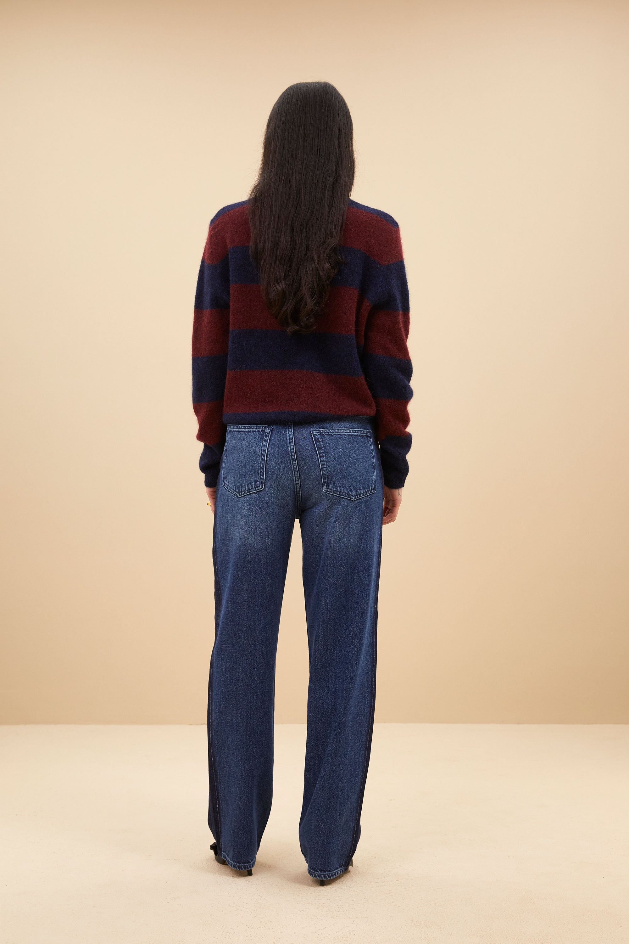 gwen big stripe pullover | wine