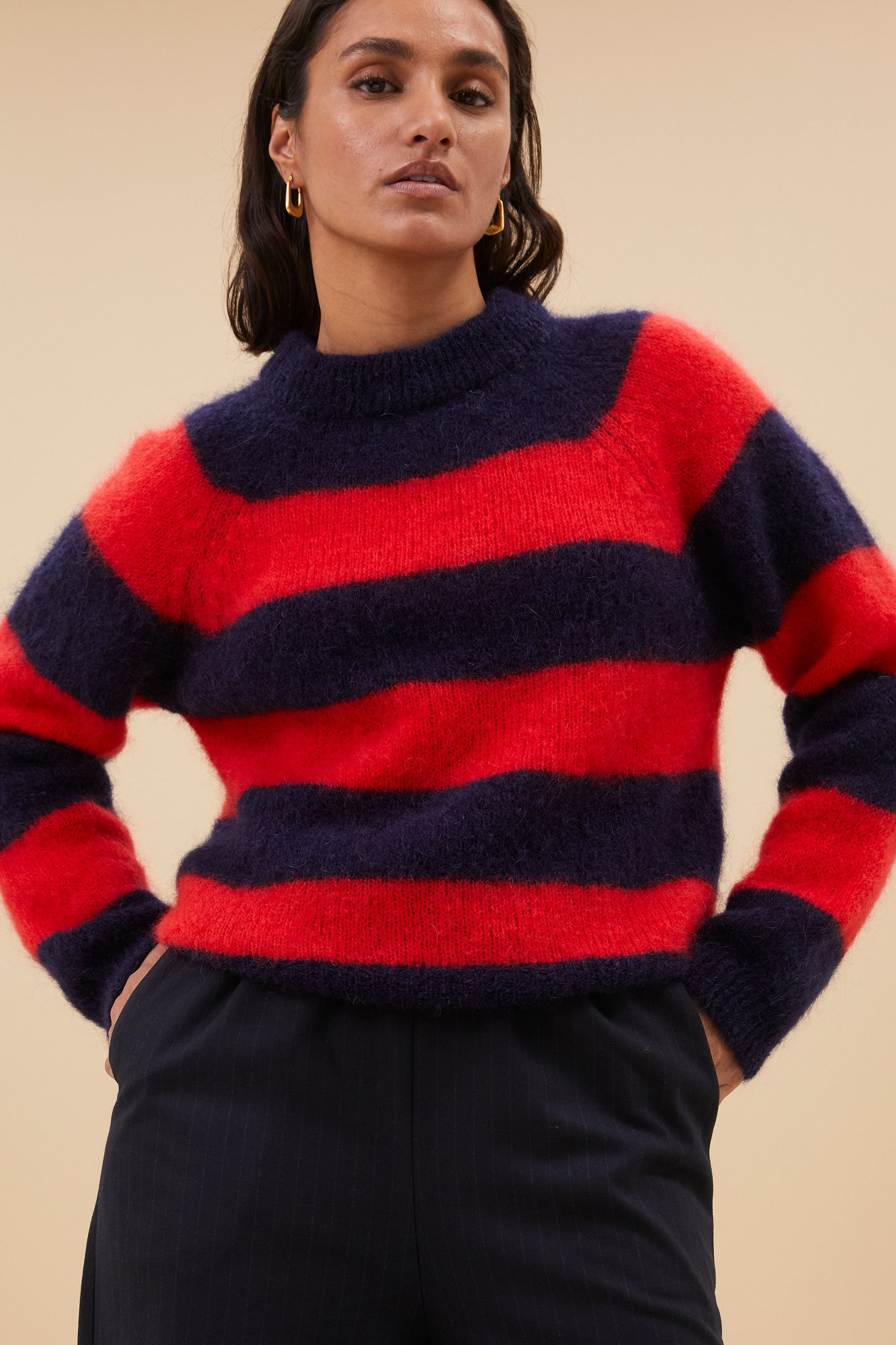 sian stripe pullover | lipstick