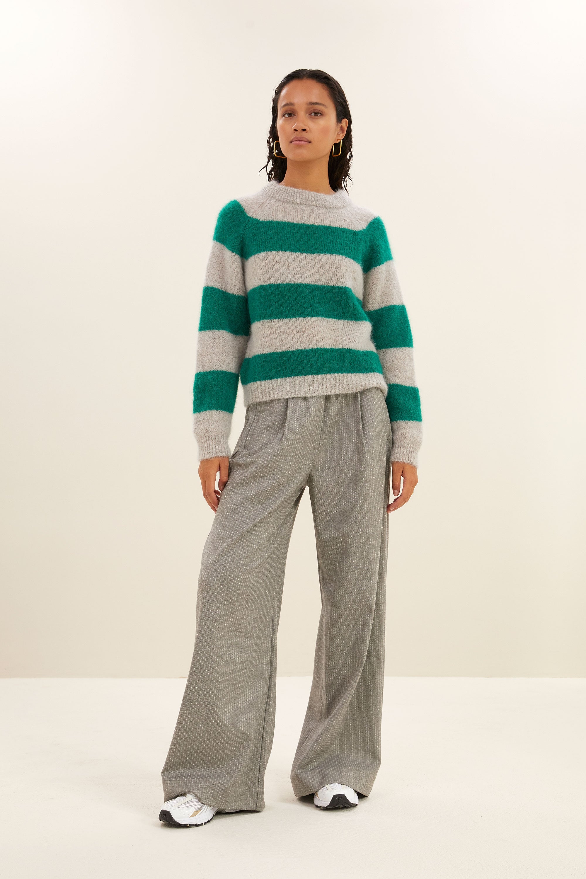 sian stripe pullover | evergreen