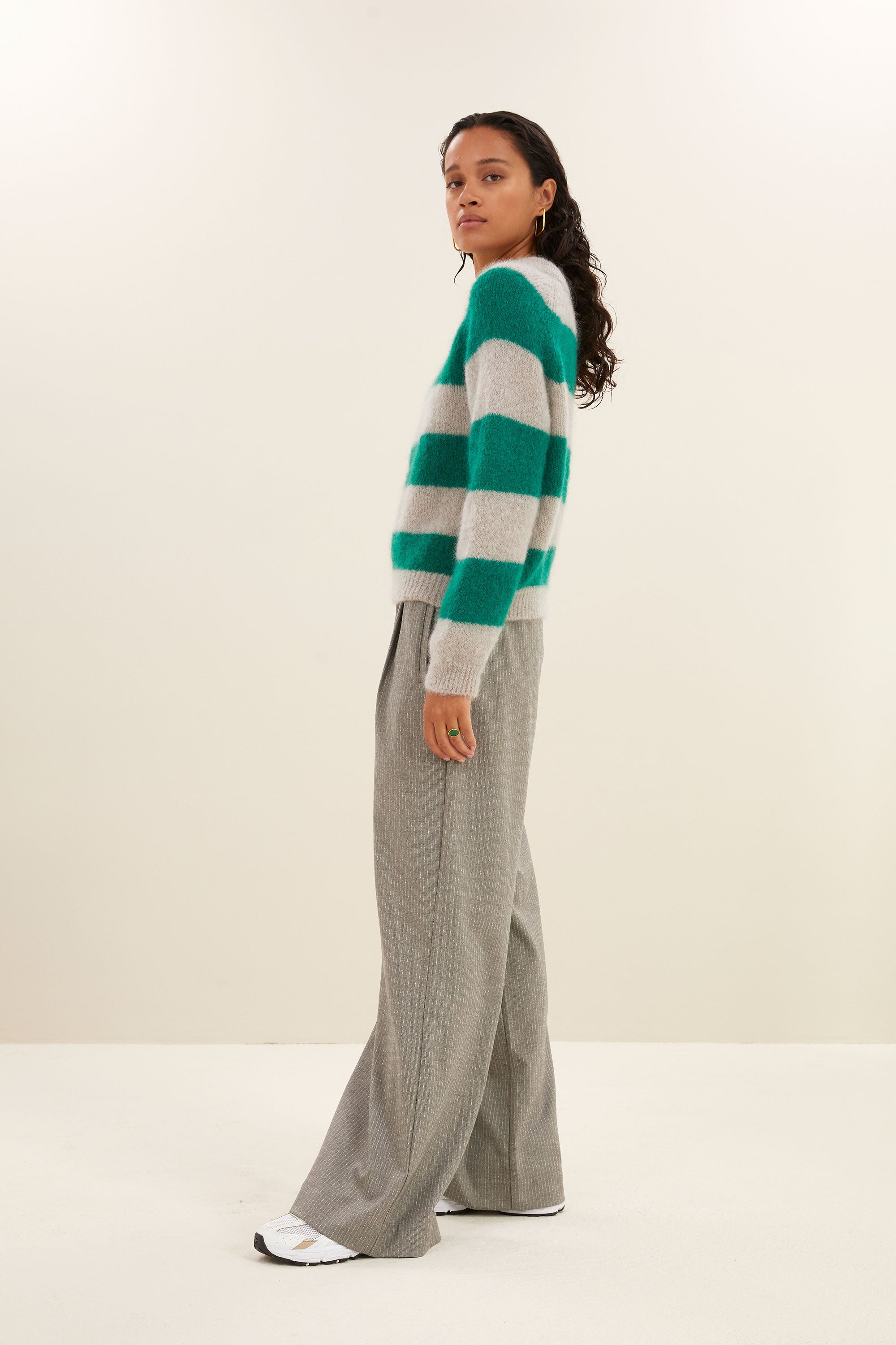 sian stripe pullover | evergreen