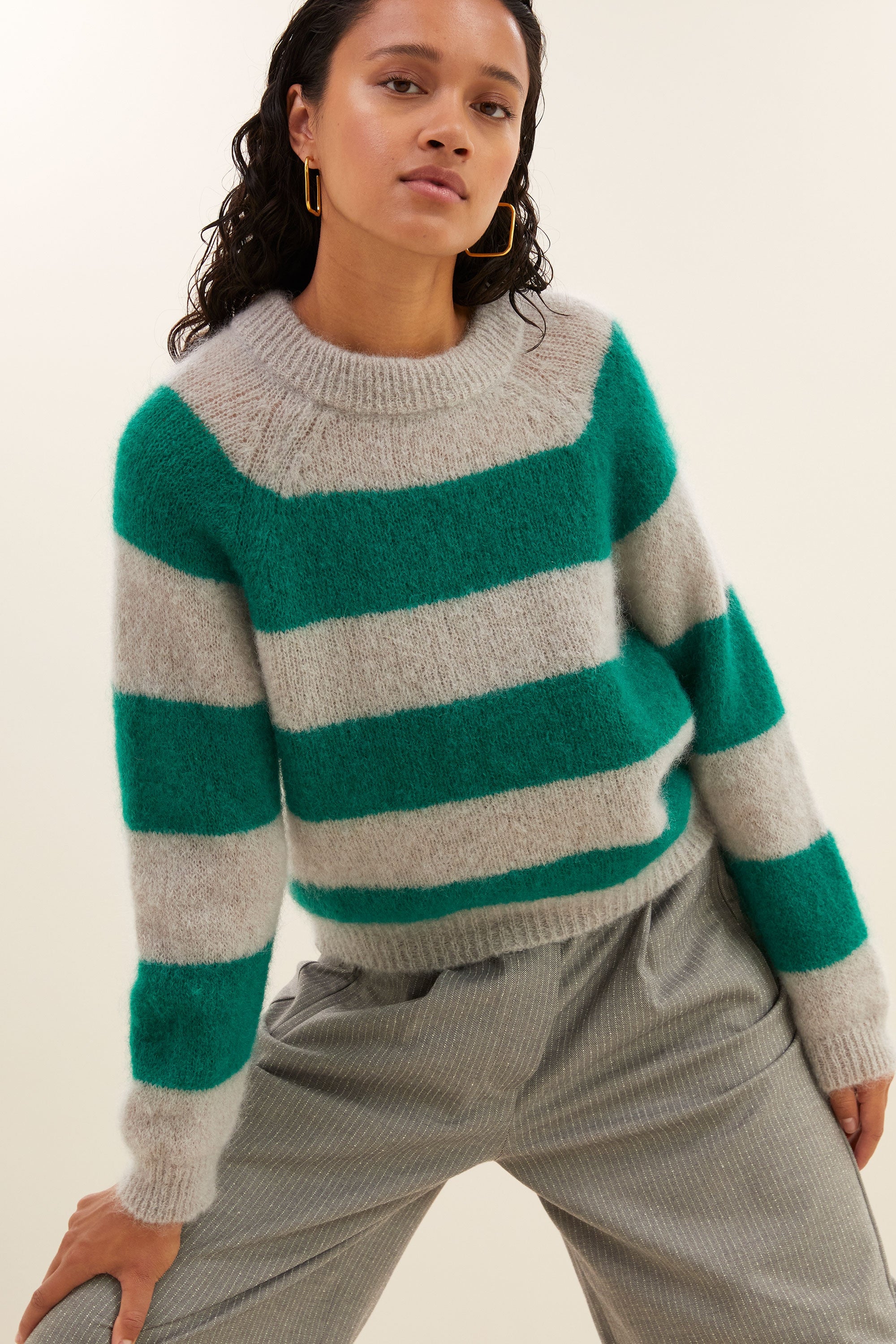 sian stripe pullover | evergreen