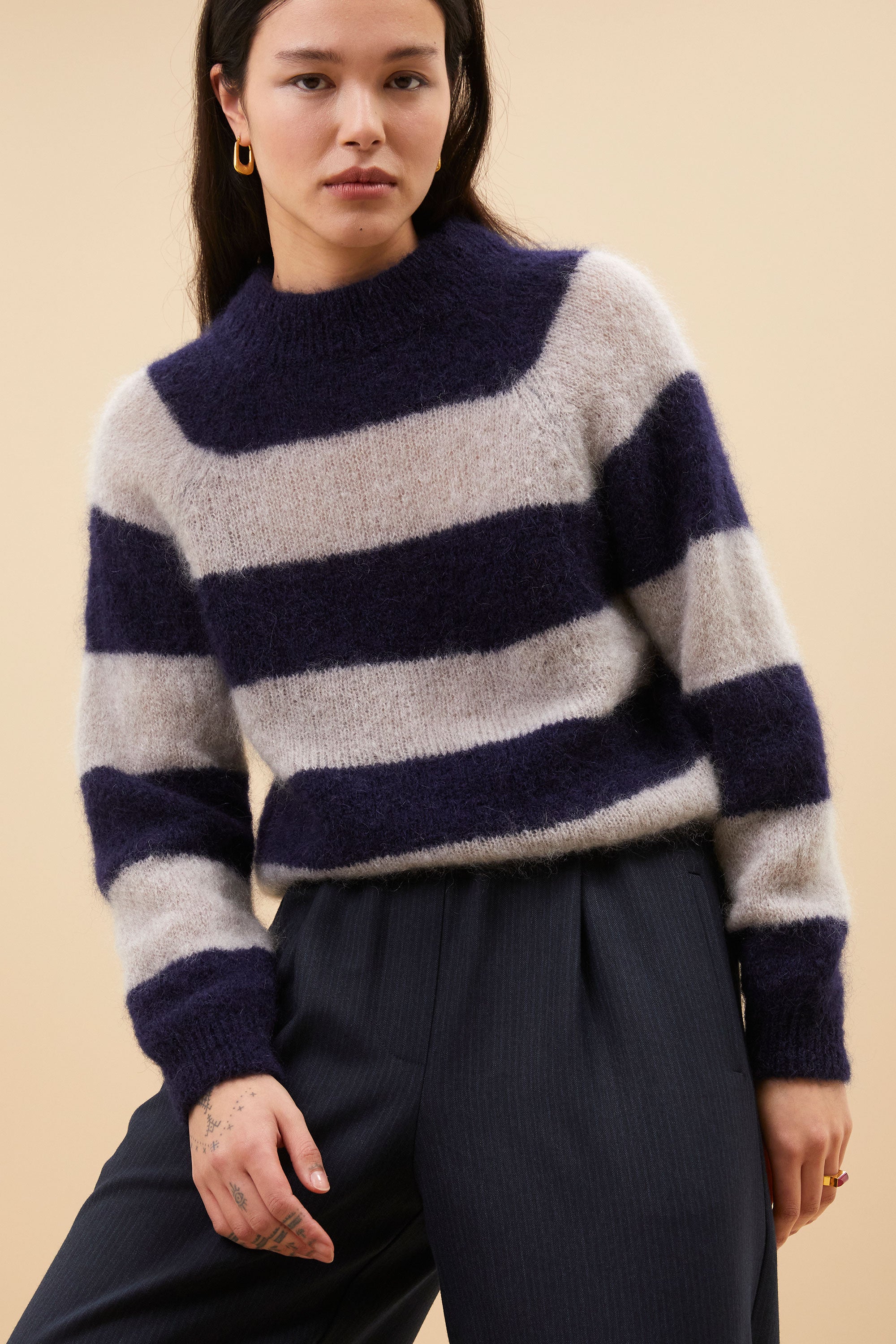 sian stripe pullover | midnight