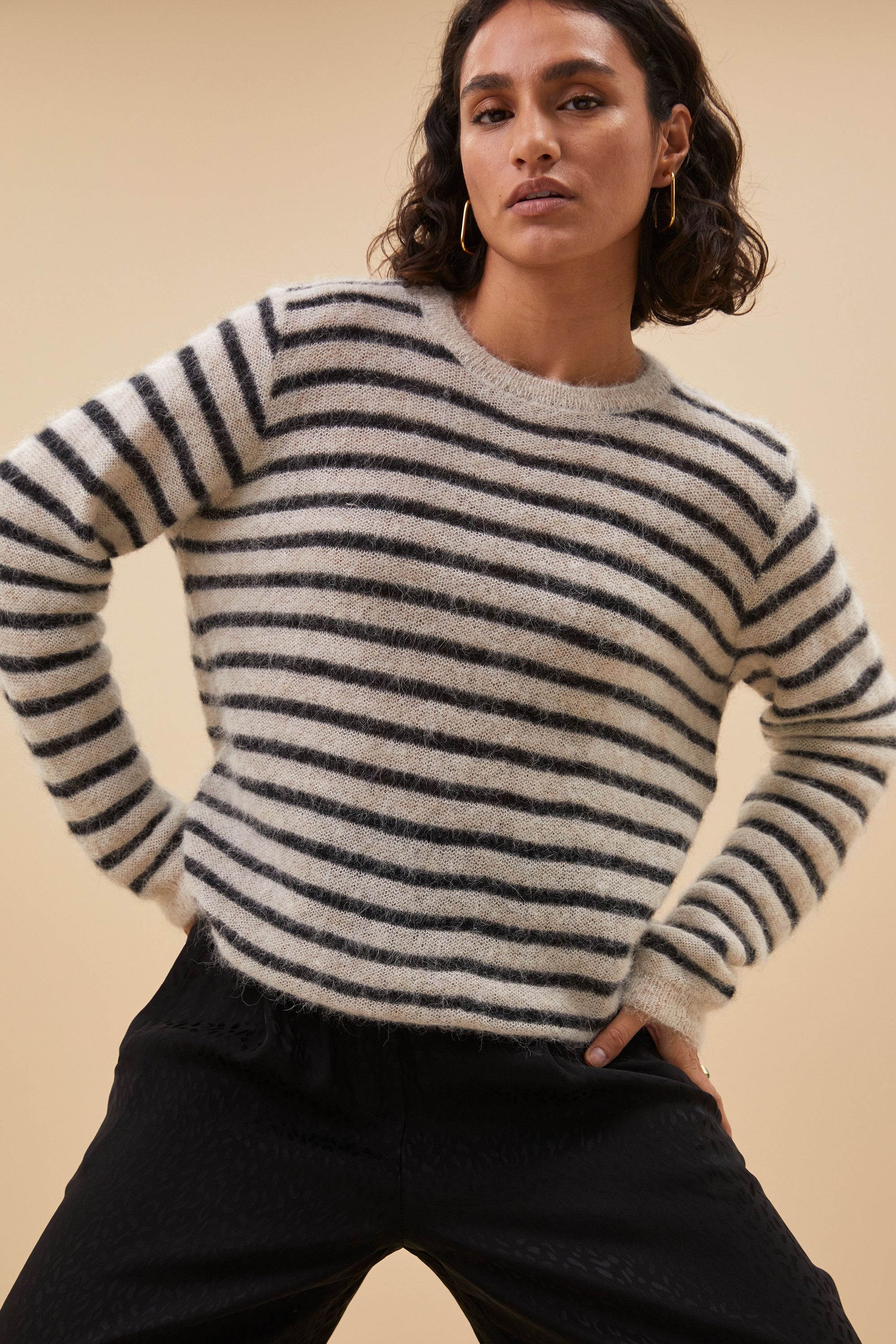 gwen thin stripe pullover | sand