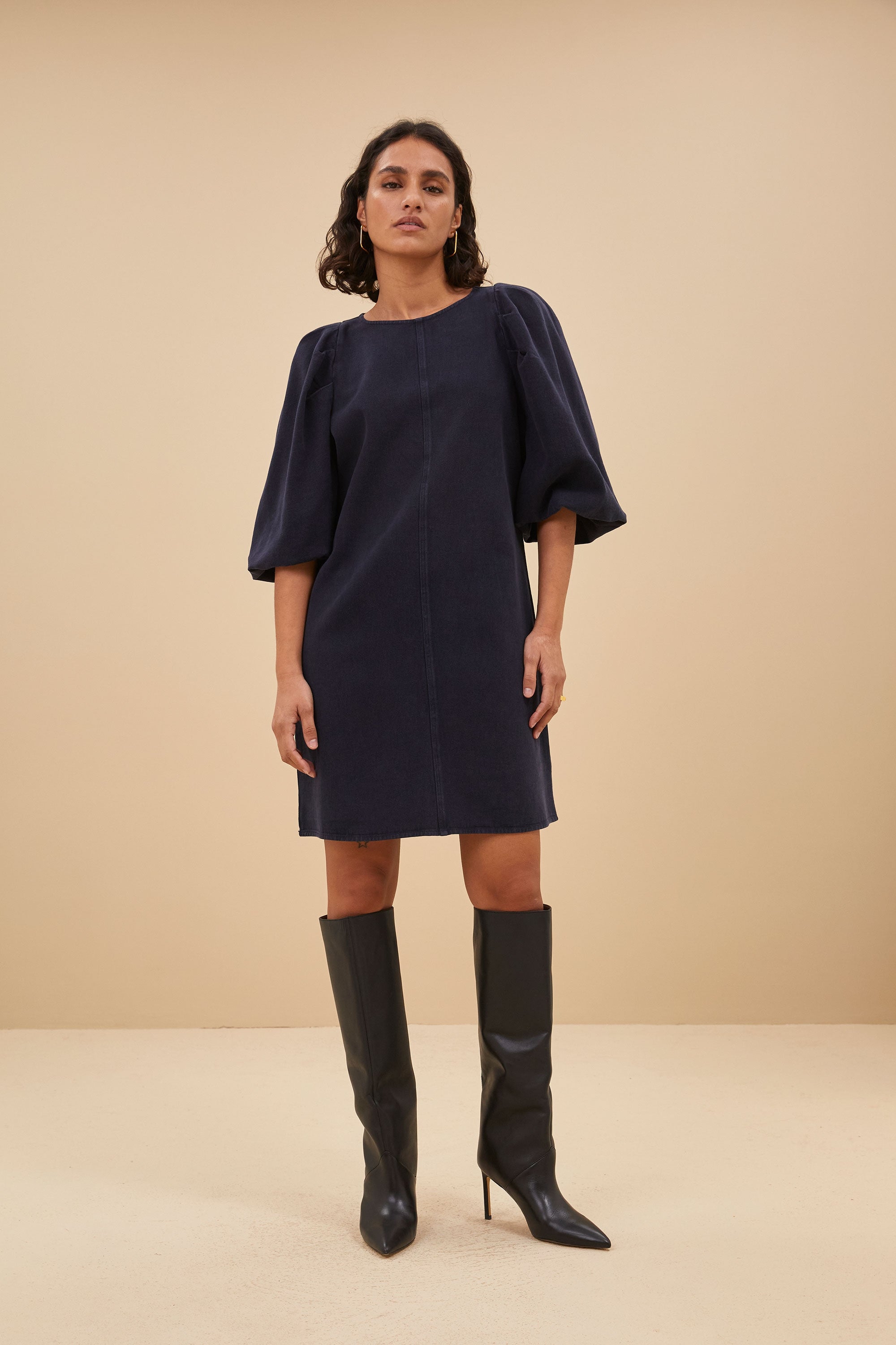 zasu twill dress | graphite